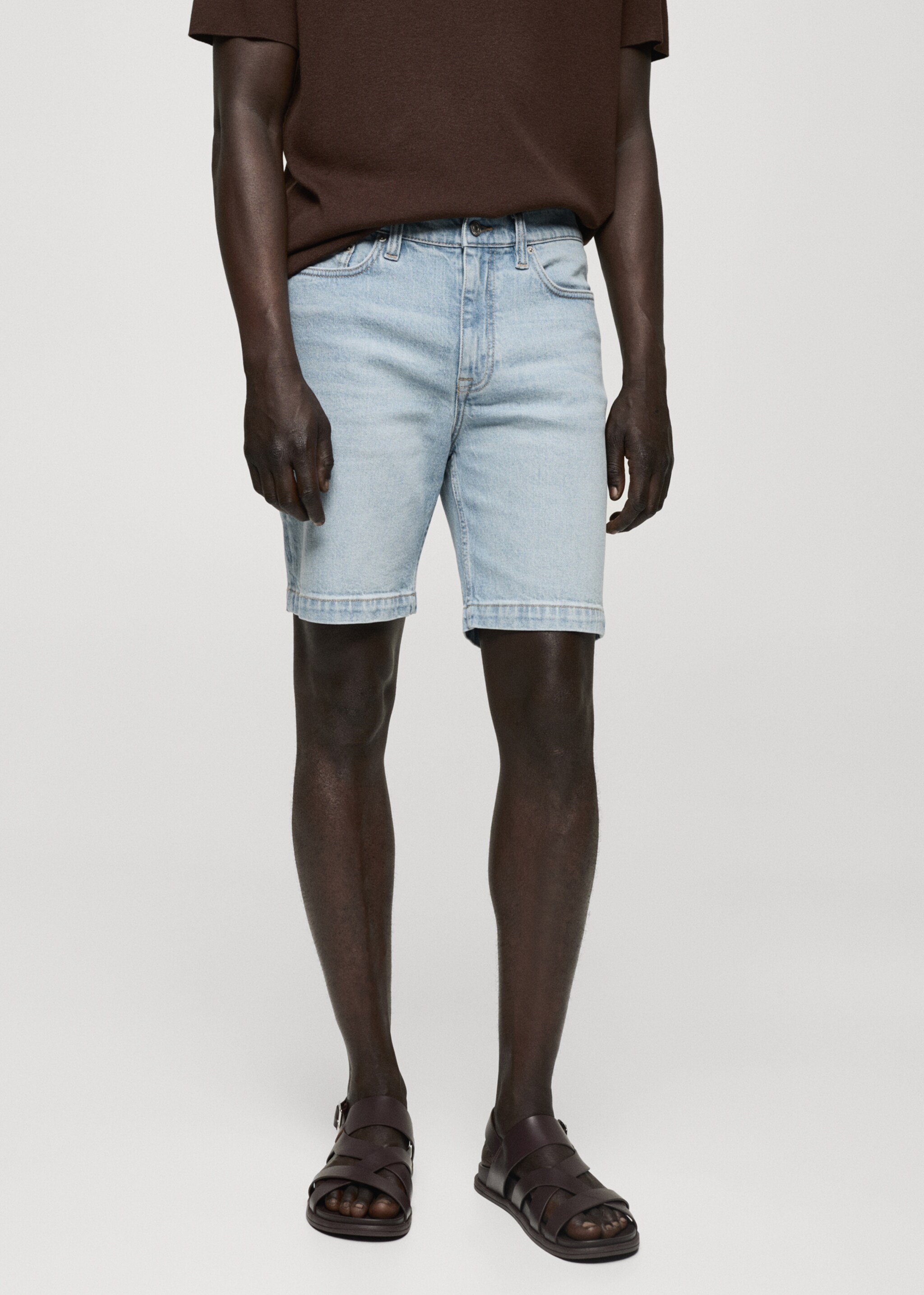 Regular-fit denim bermuda shorts - Medium plane