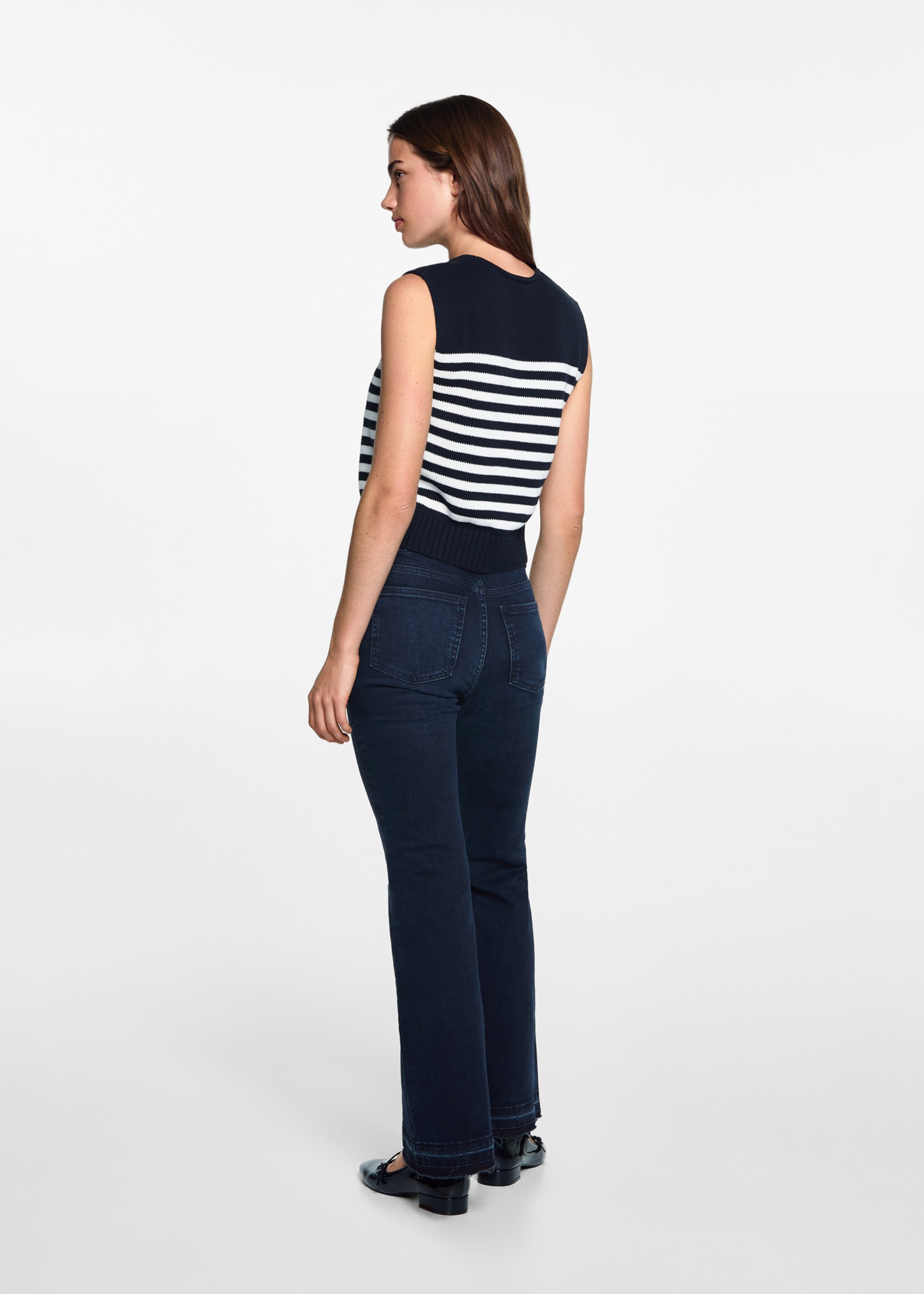 Buttons flare jeans - Reverse of the article, Deep Dark Blue. Ref: 77040606-00.