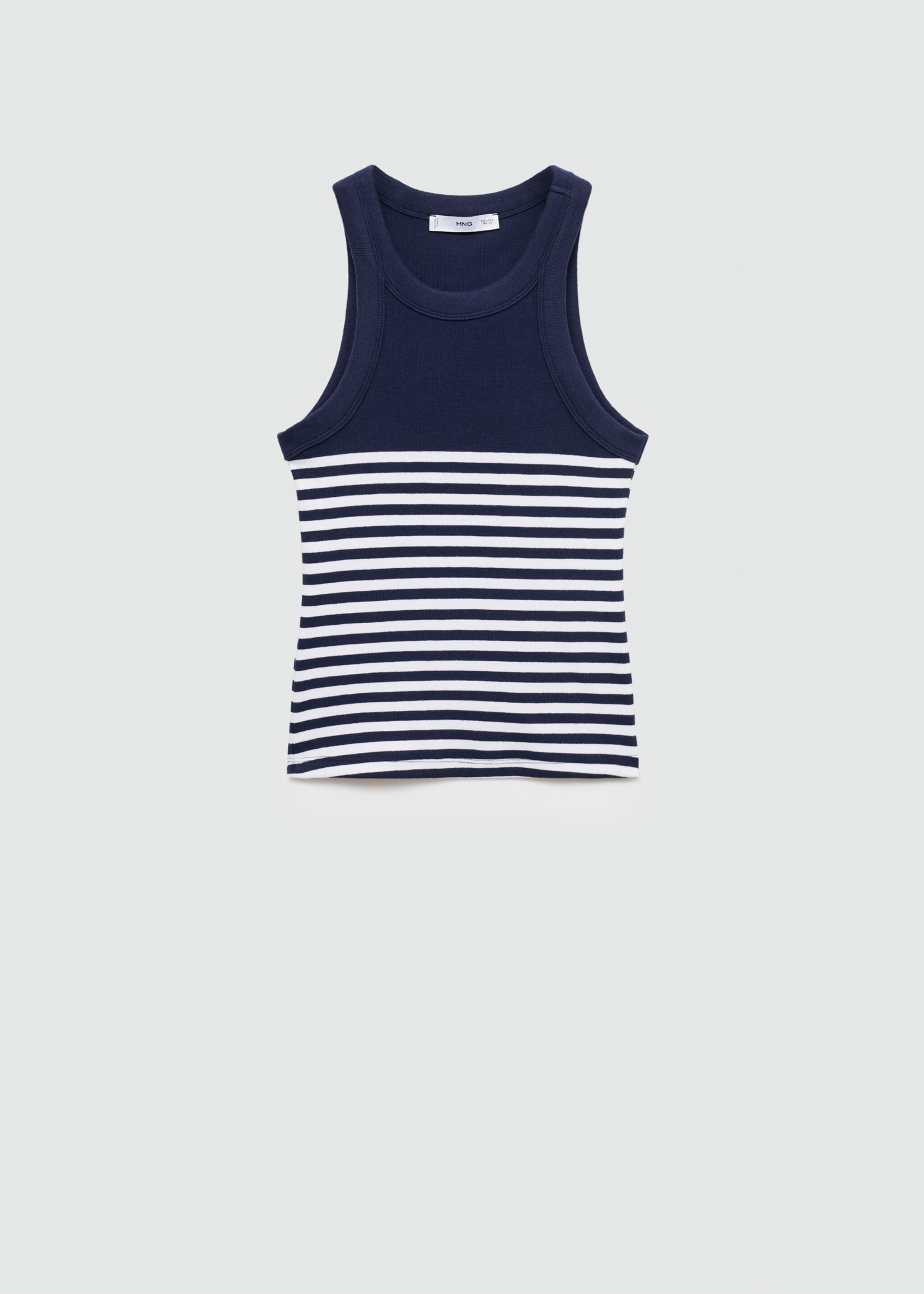 Stripe-print top - Article without model, Dark Navy. Ref: 77040624-00.