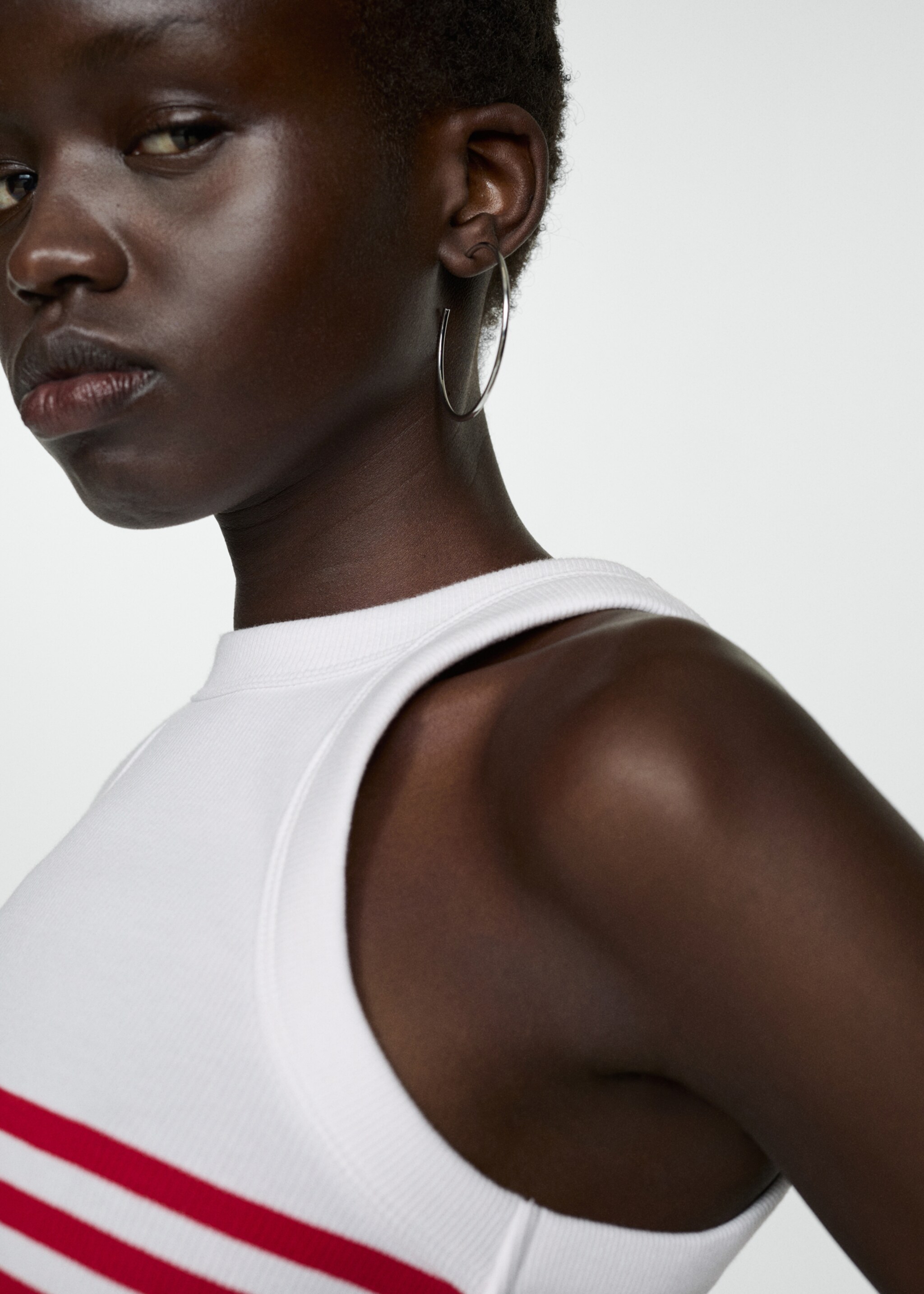 Stripe-print top - Details of the article 1, Red. Ref: 77040624-00.