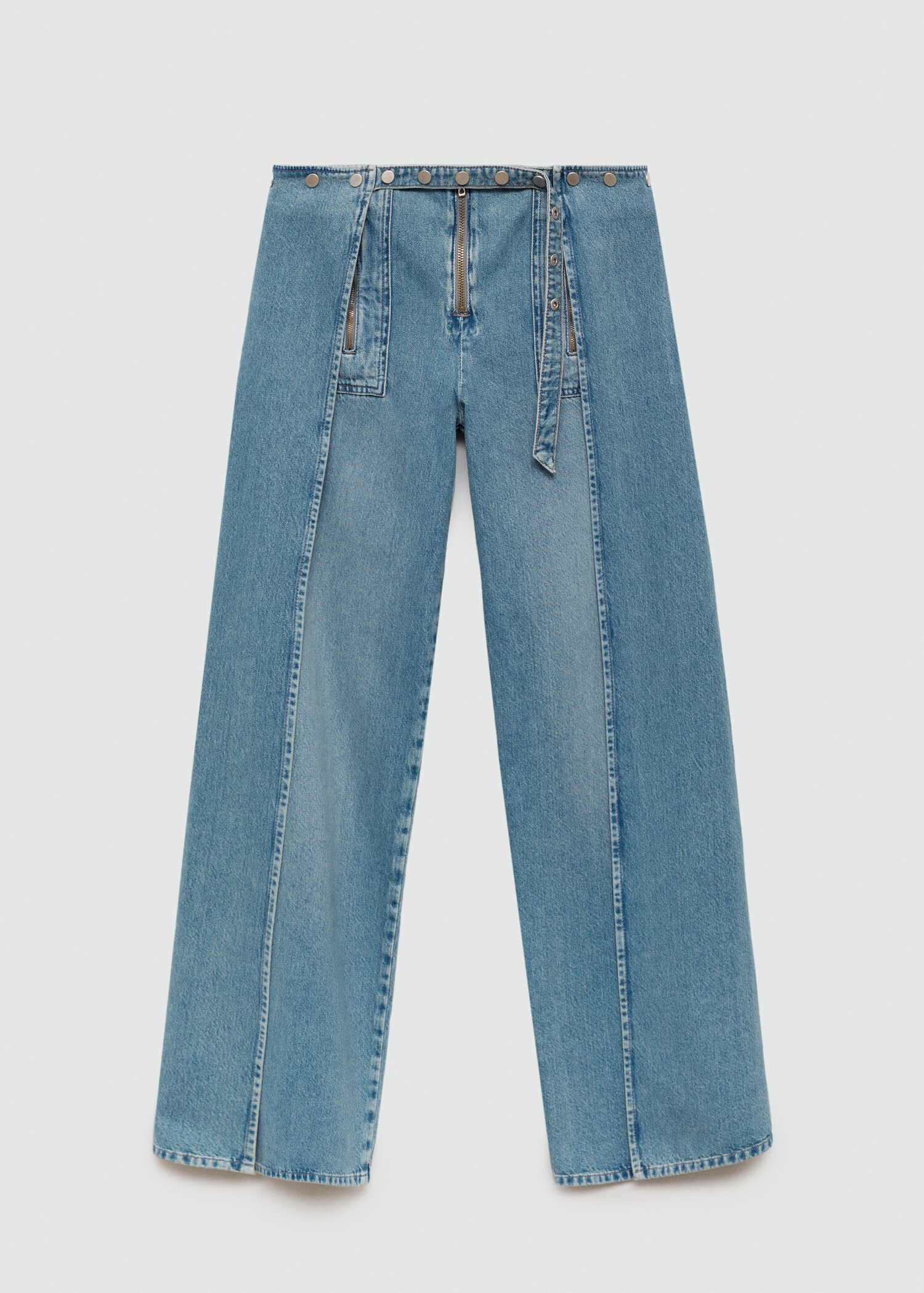 Wideleg jeans with seams and snap buttons - Article without model