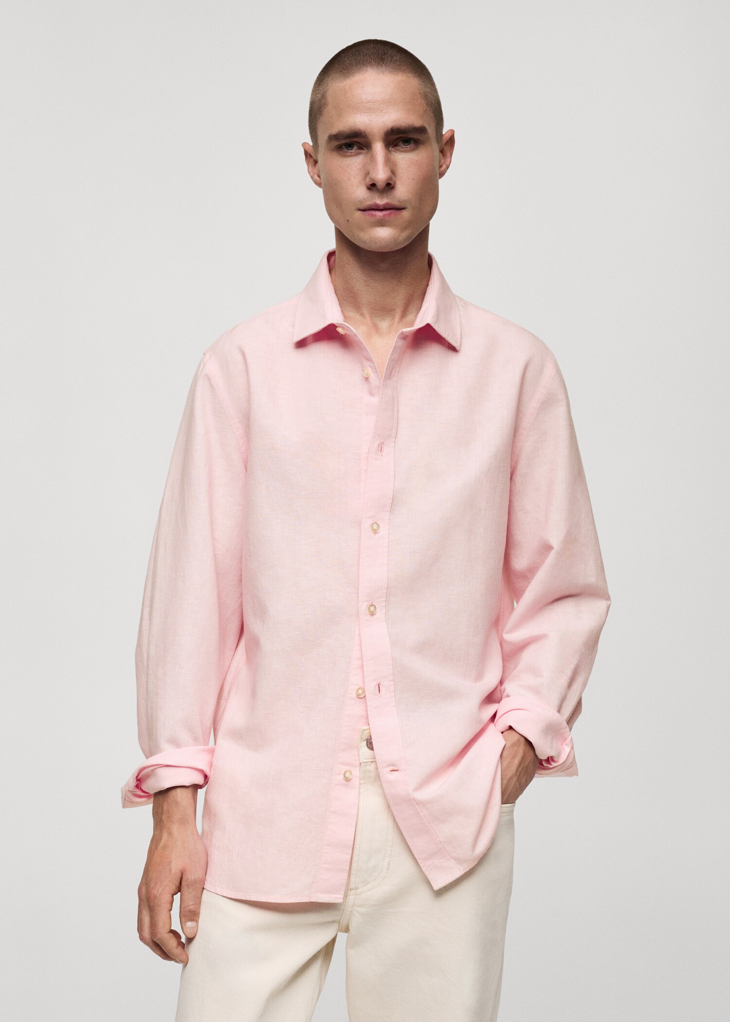 Classic-fit linen-blend shirt - Medium plane