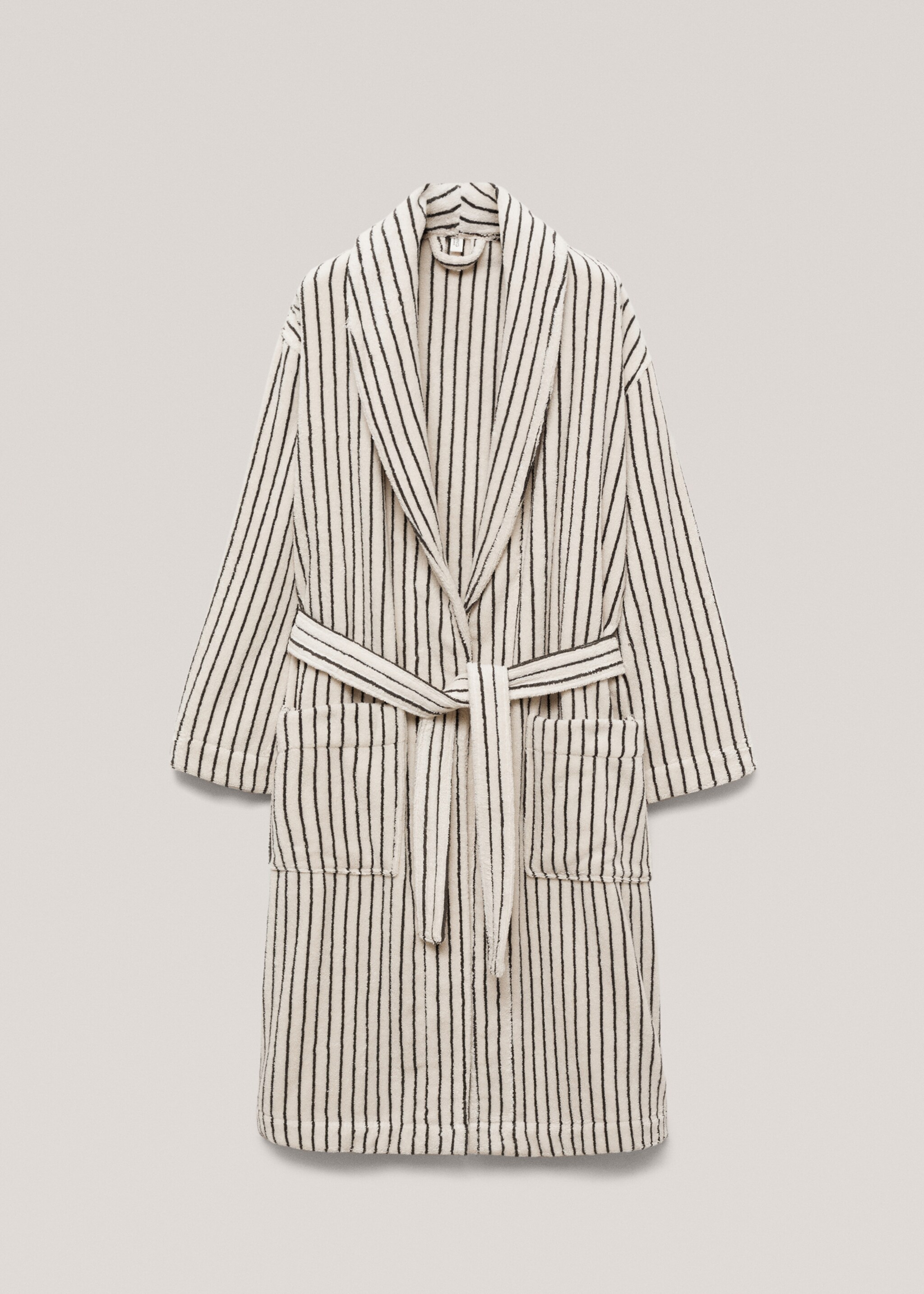 100% cotton striped bathrobe - Article without model, Beige. Ref: 77040645-00.