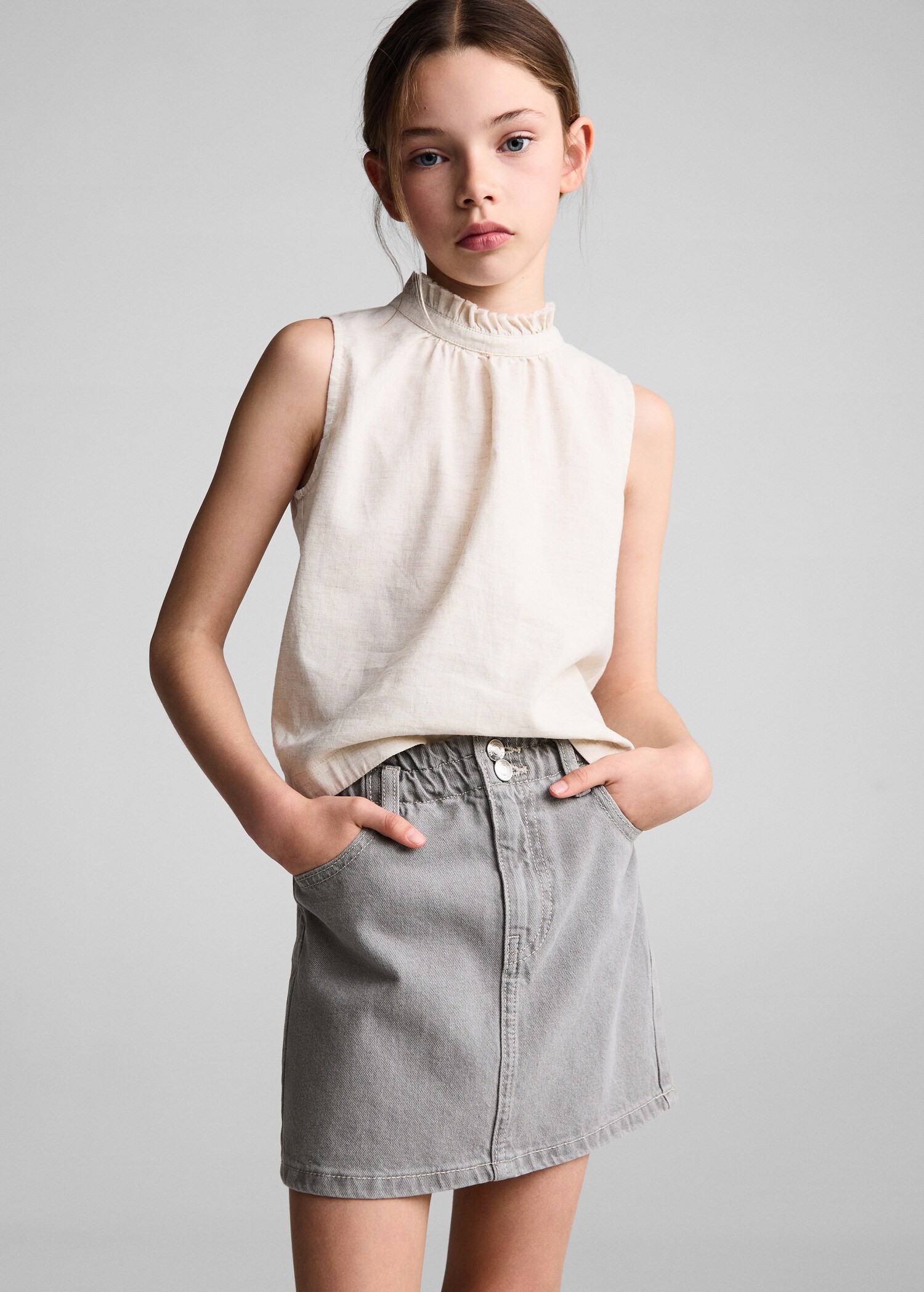 Denim paperbag rok - Middenvlak