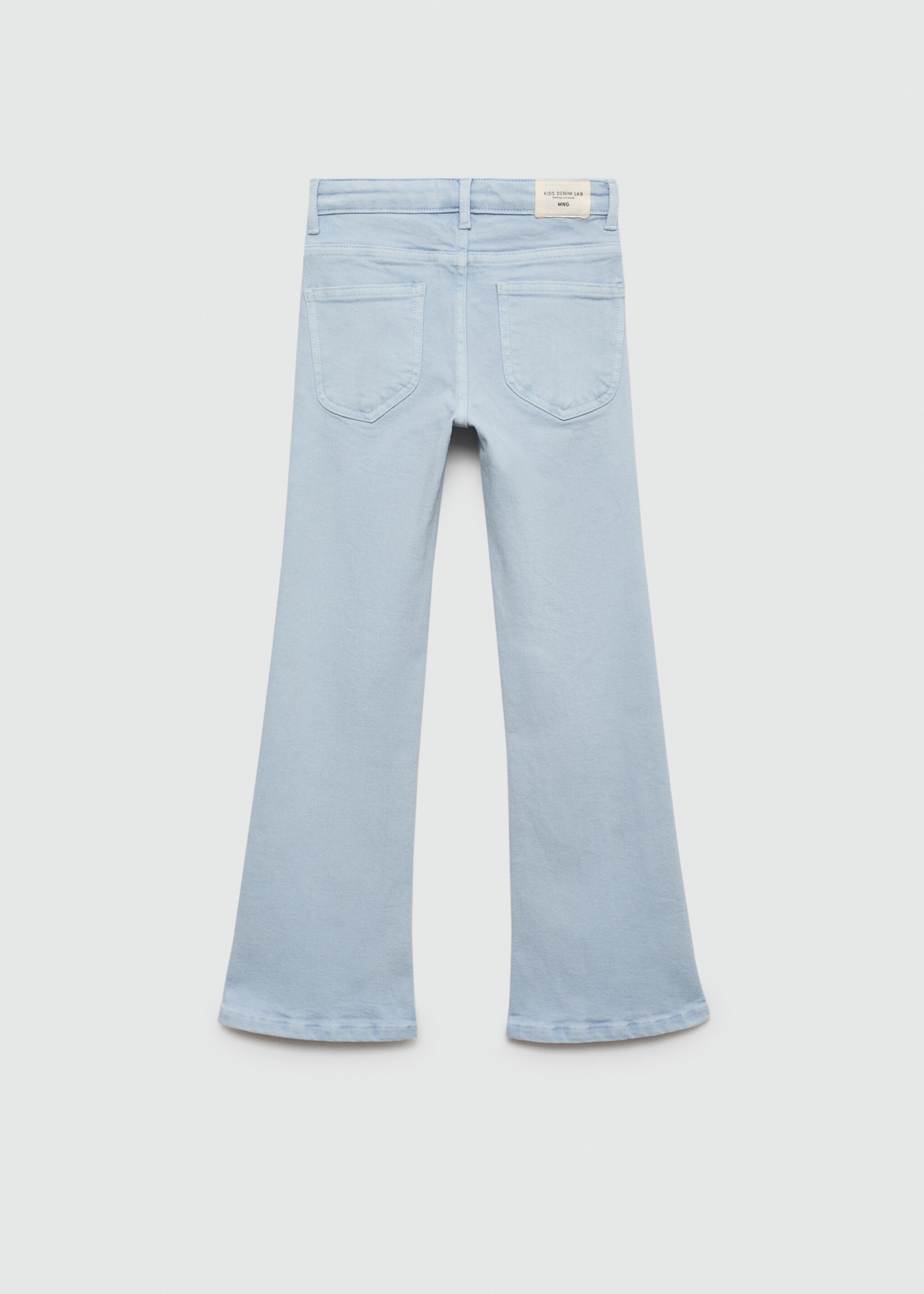 Flared jeans with slits - Reverse of the article, China Blue. Ref: 77041016-00.