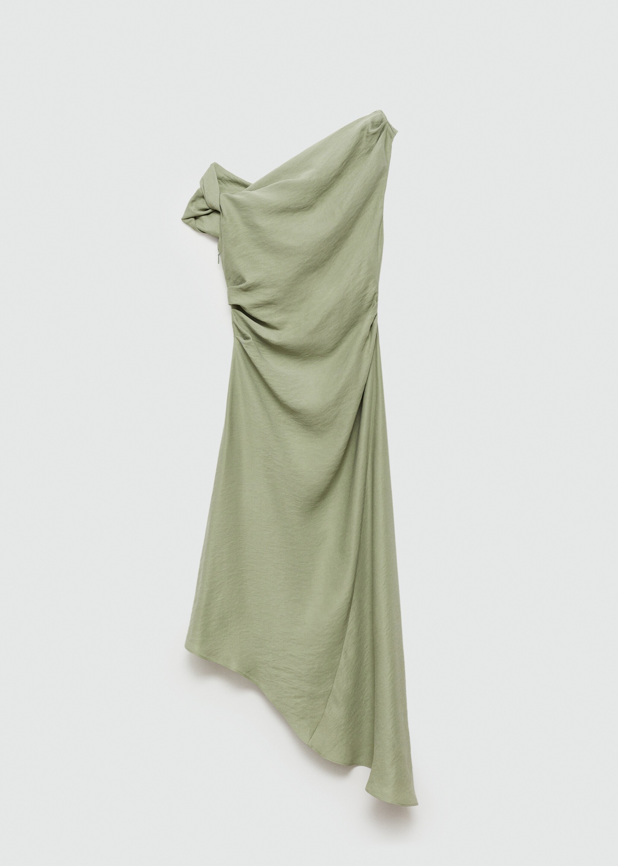 Asymmetrical pleated dress - Article without model, Medium Green. Ref: 77041017-00.