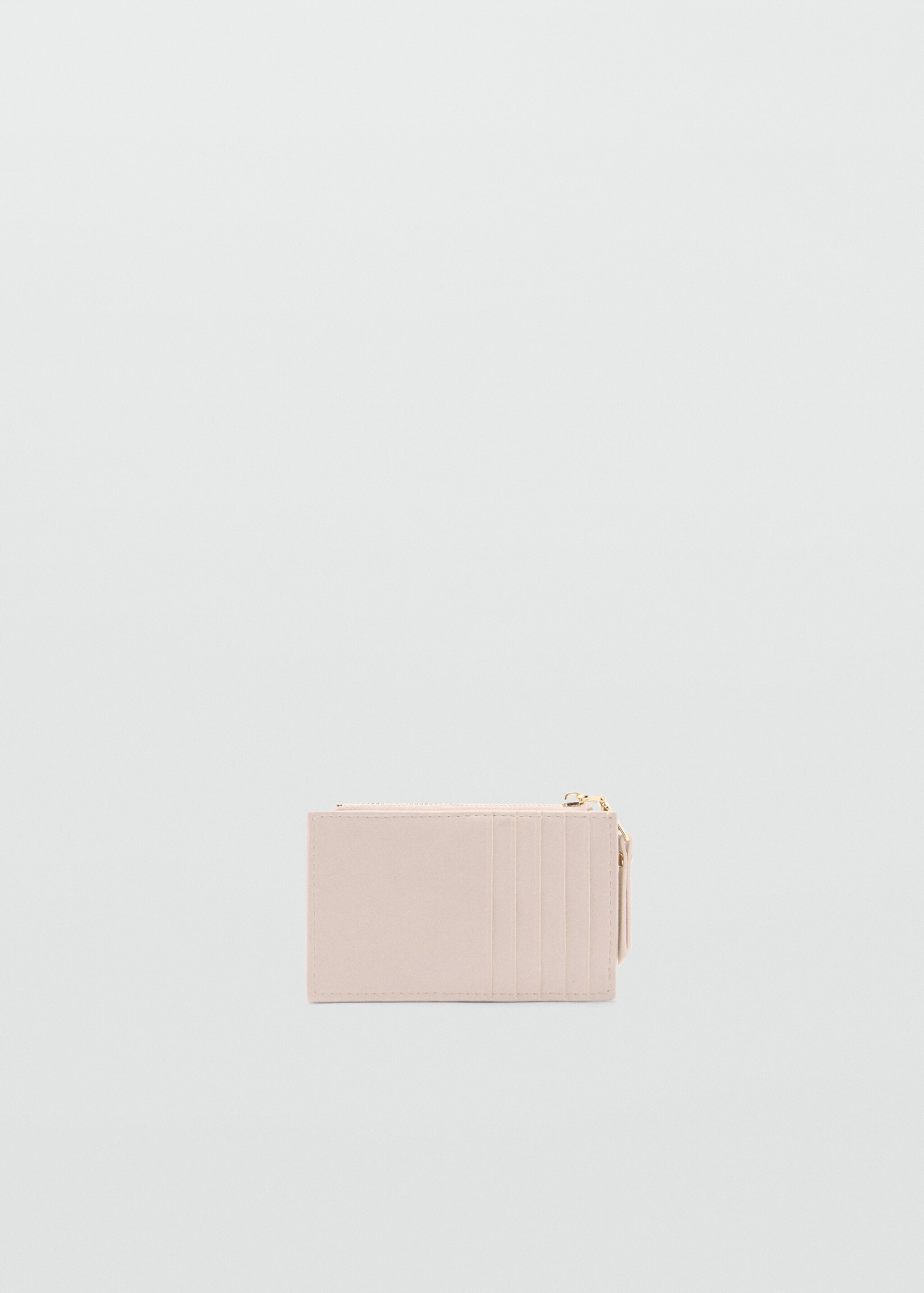 Card holder with decorative stitching - Details of the article 1, Off White. Ref: 77042007-00.