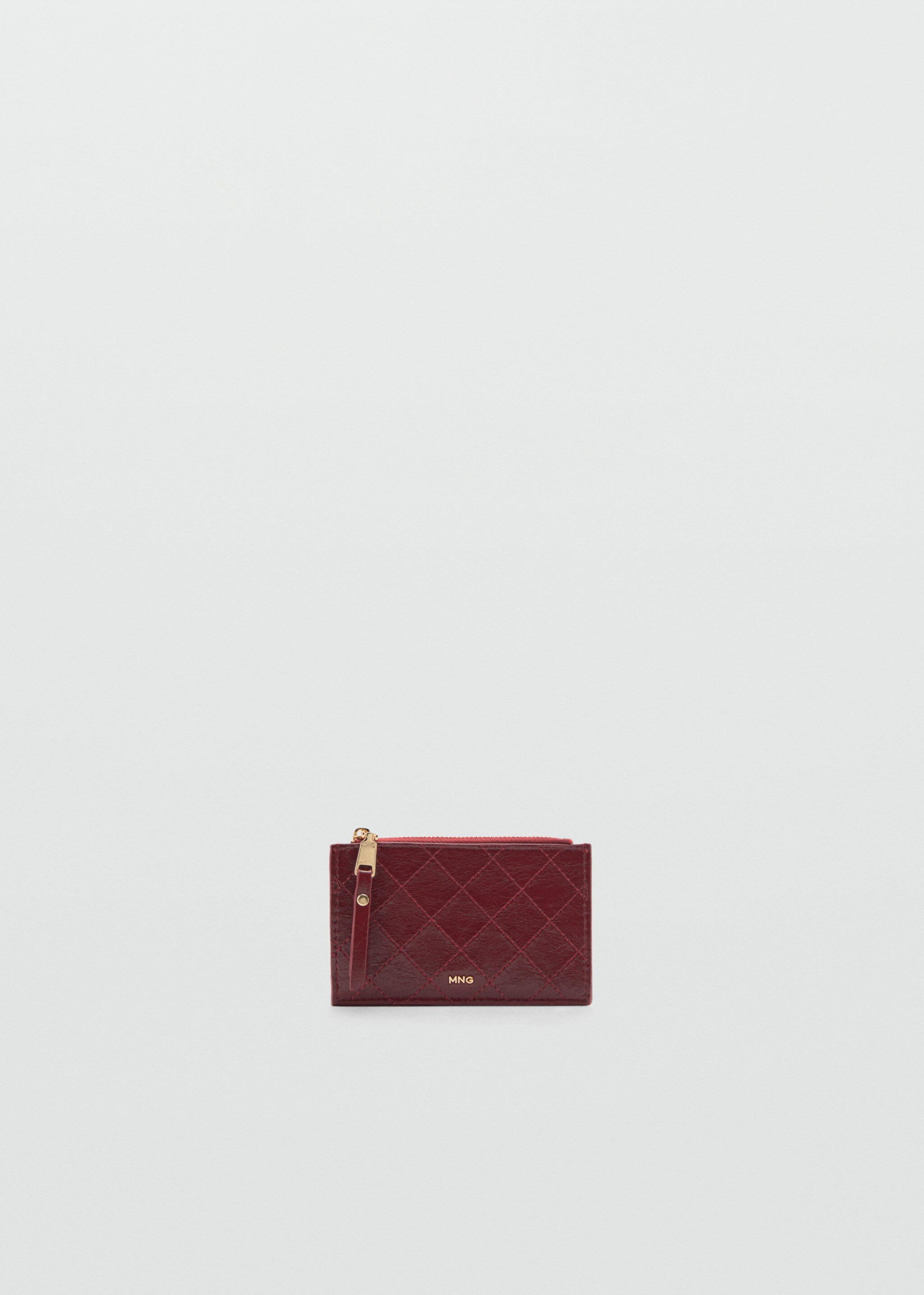 Card holder with decorative stitching - Article without model, Burgundy. Ref: 77042007-00.