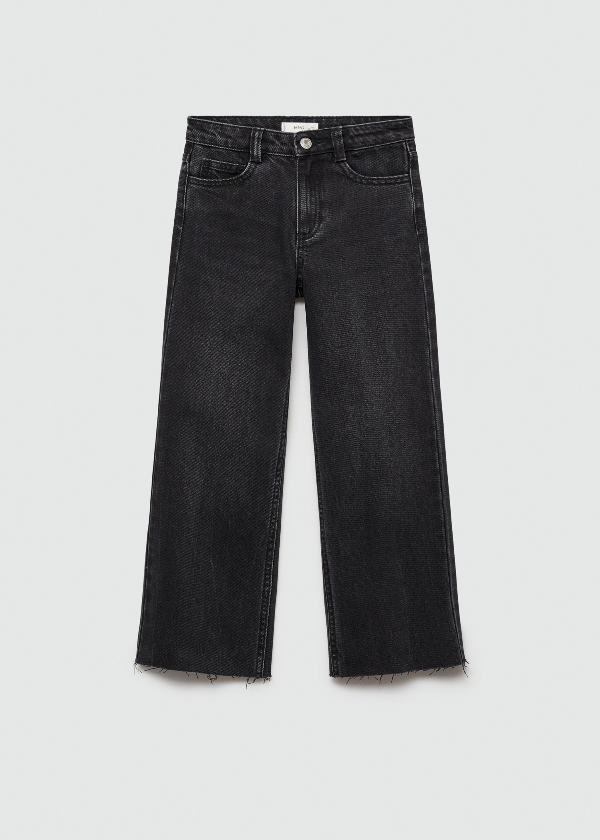Wideleg low frayed hem jeans - Article without model, Charcoal. Ref: 77042537-00.