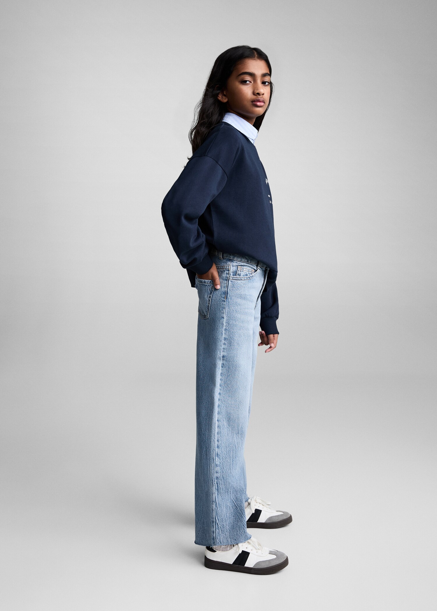 Jeans wideleg bajo deshilachado - Detalle del artículo 1