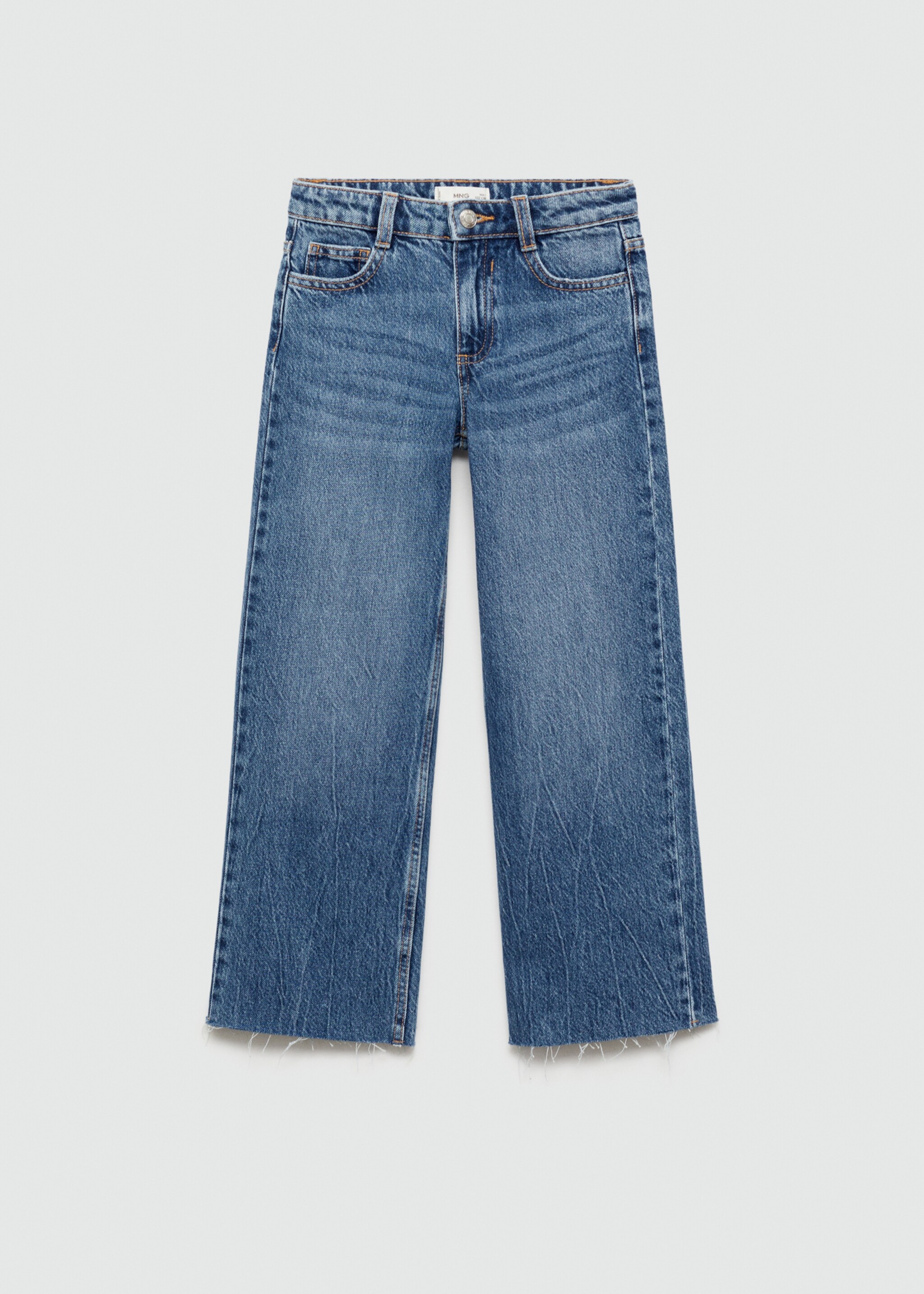 Jeans wideleg bajo deshilachado - Artículo sin modelo, Azul medio. Ref: 77042537-00.