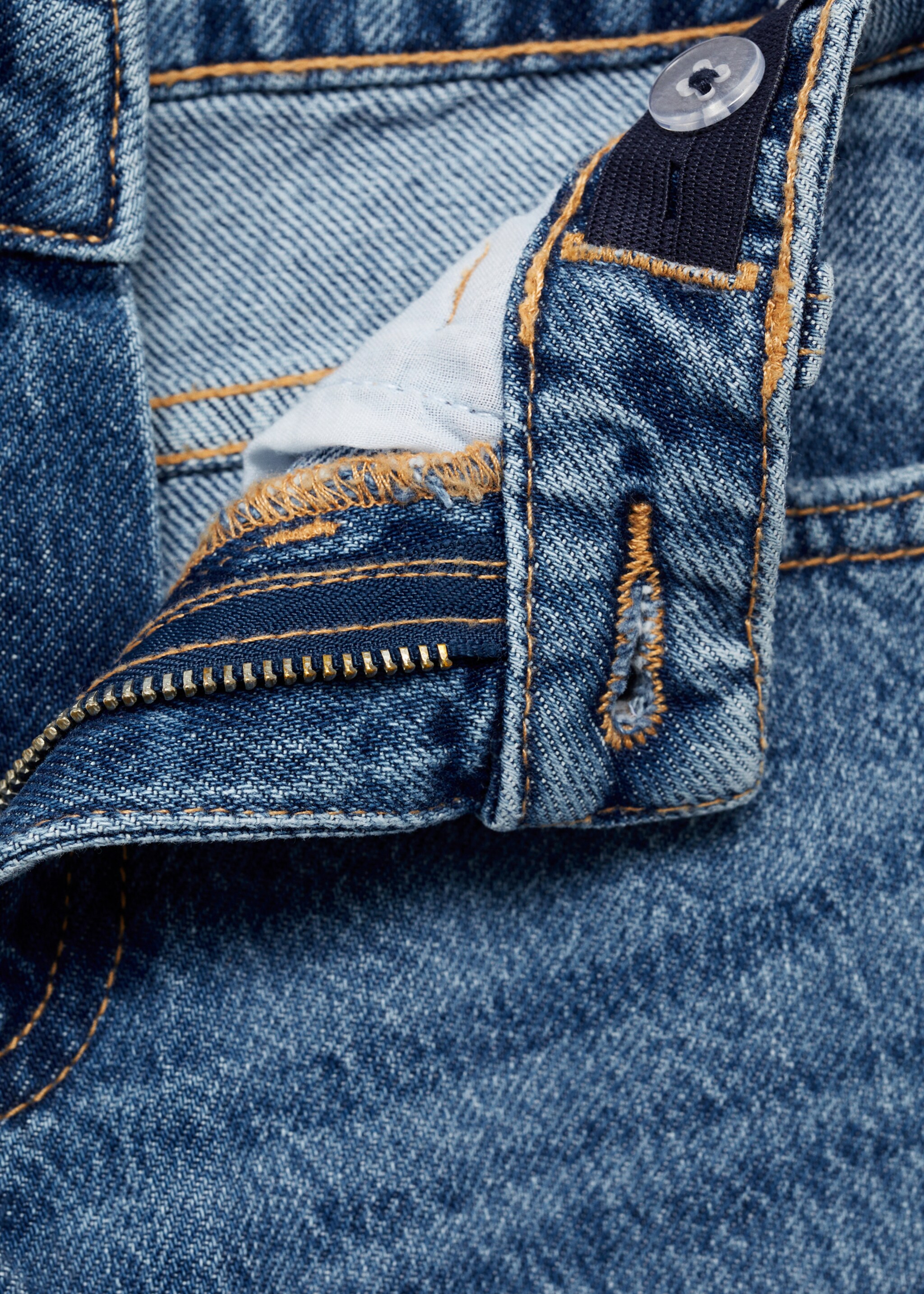 Jeans wideleg bajo deshilachado - Detalle del artículo 8, Azul medio. Ref: 77042537-00.