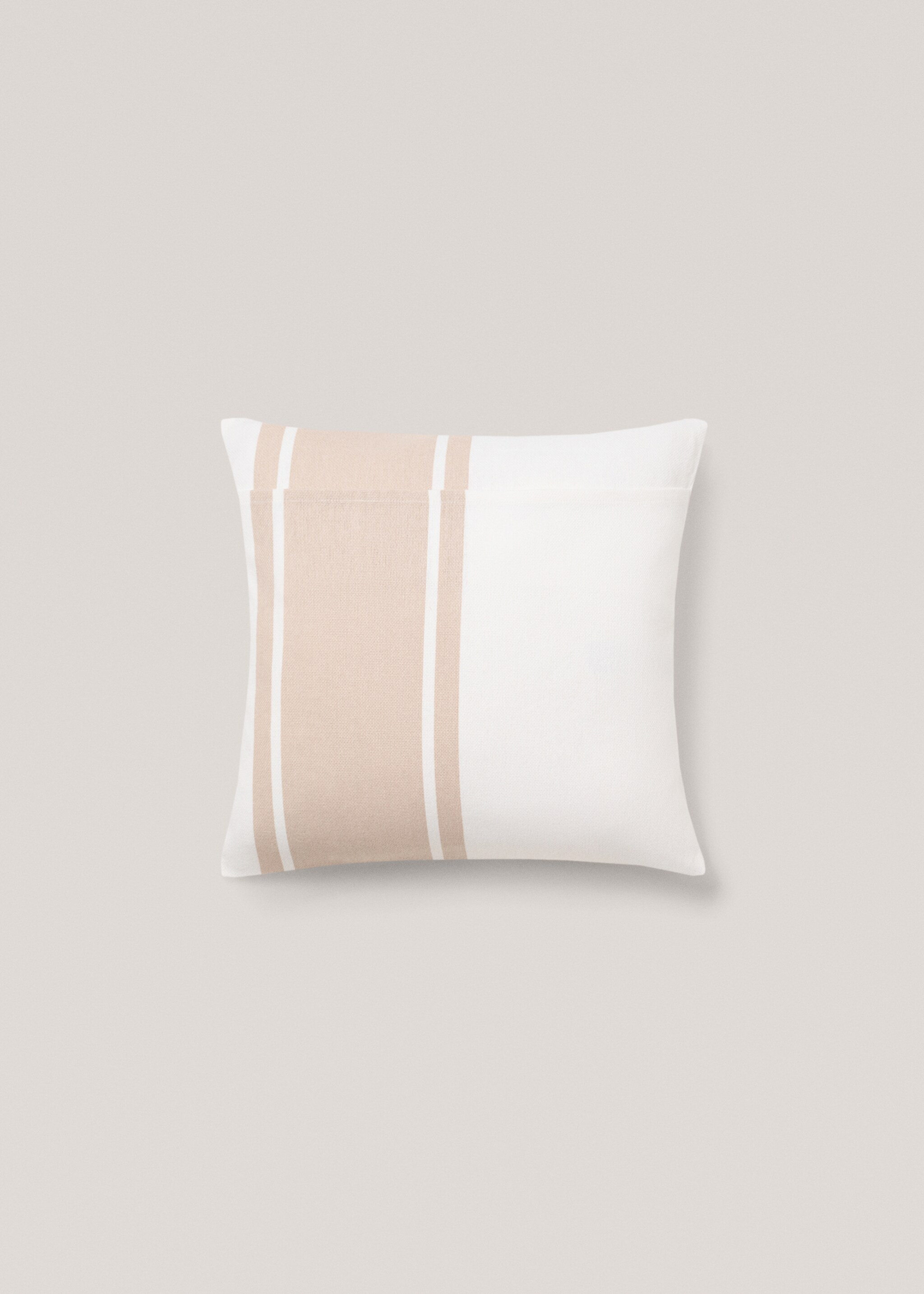 Kissenhülle aus Baumwolle mit Streifenmuster, 45 x 45 cm - Detail des Artikels 1, Cremeweiß. Ref: 77042545-00.