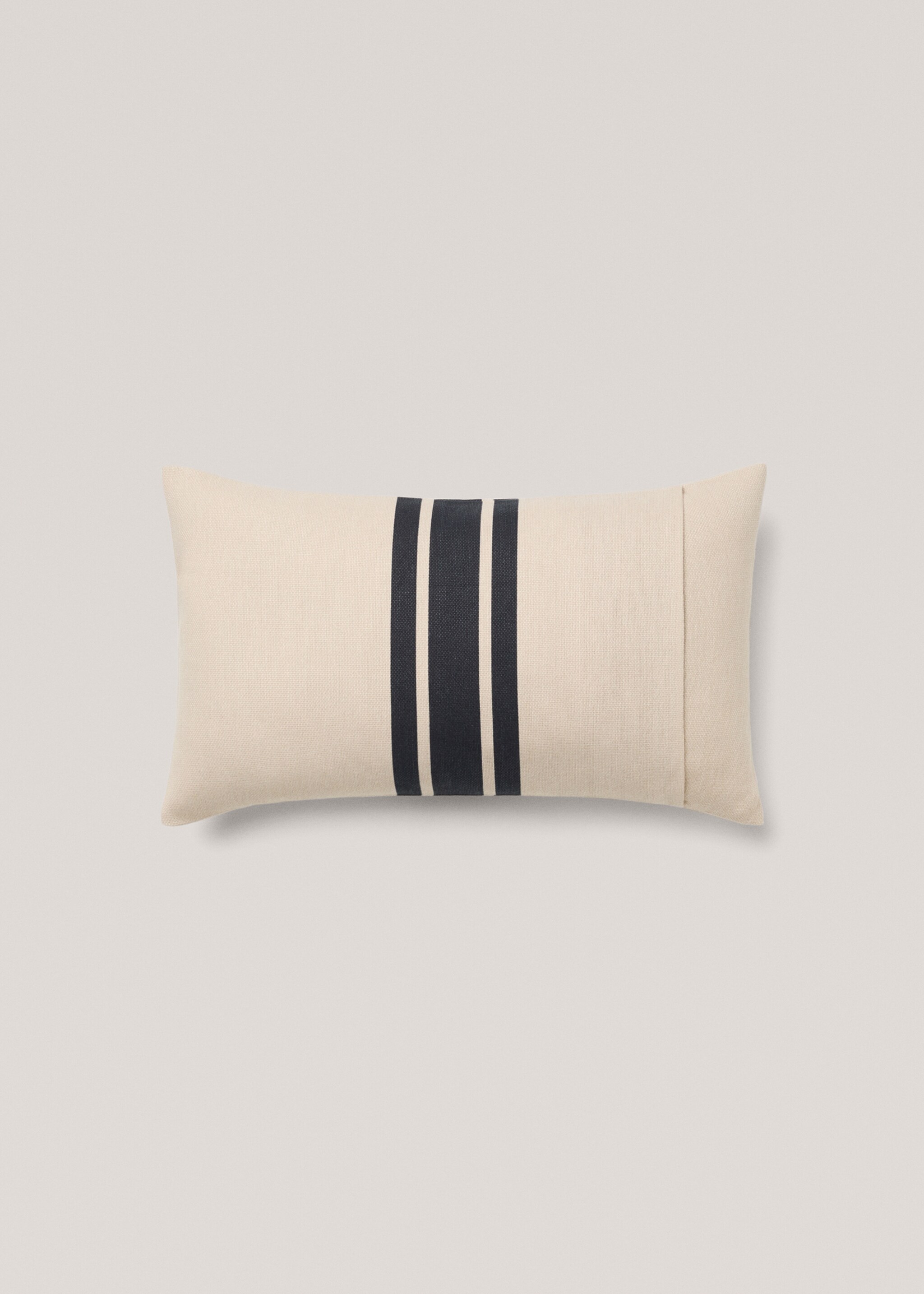 Double-stripe cotton cushion cover 30x50cm - Details of the article 1, Night Blue. Ref: 77042546-00.