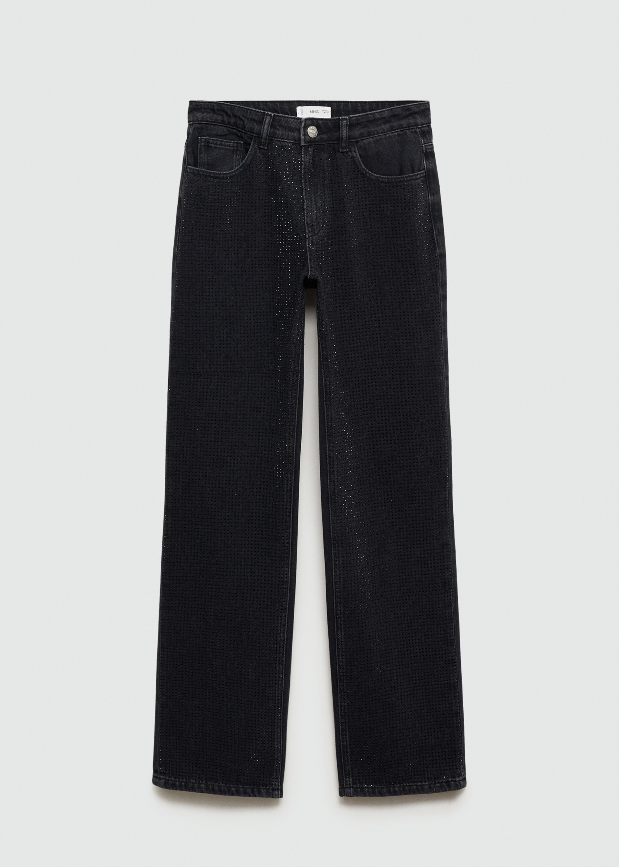 Jean droit strass - Article sans modèle, Black denim. Ref: 77042547-00.