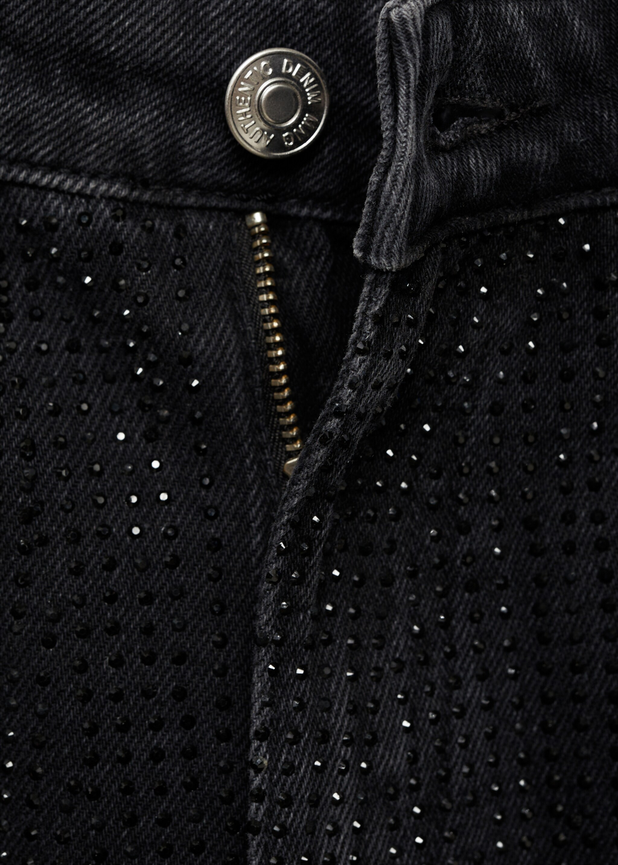 Jean droit strass - Détail de l'article 0, Black denim. Ref: 77042547-00.