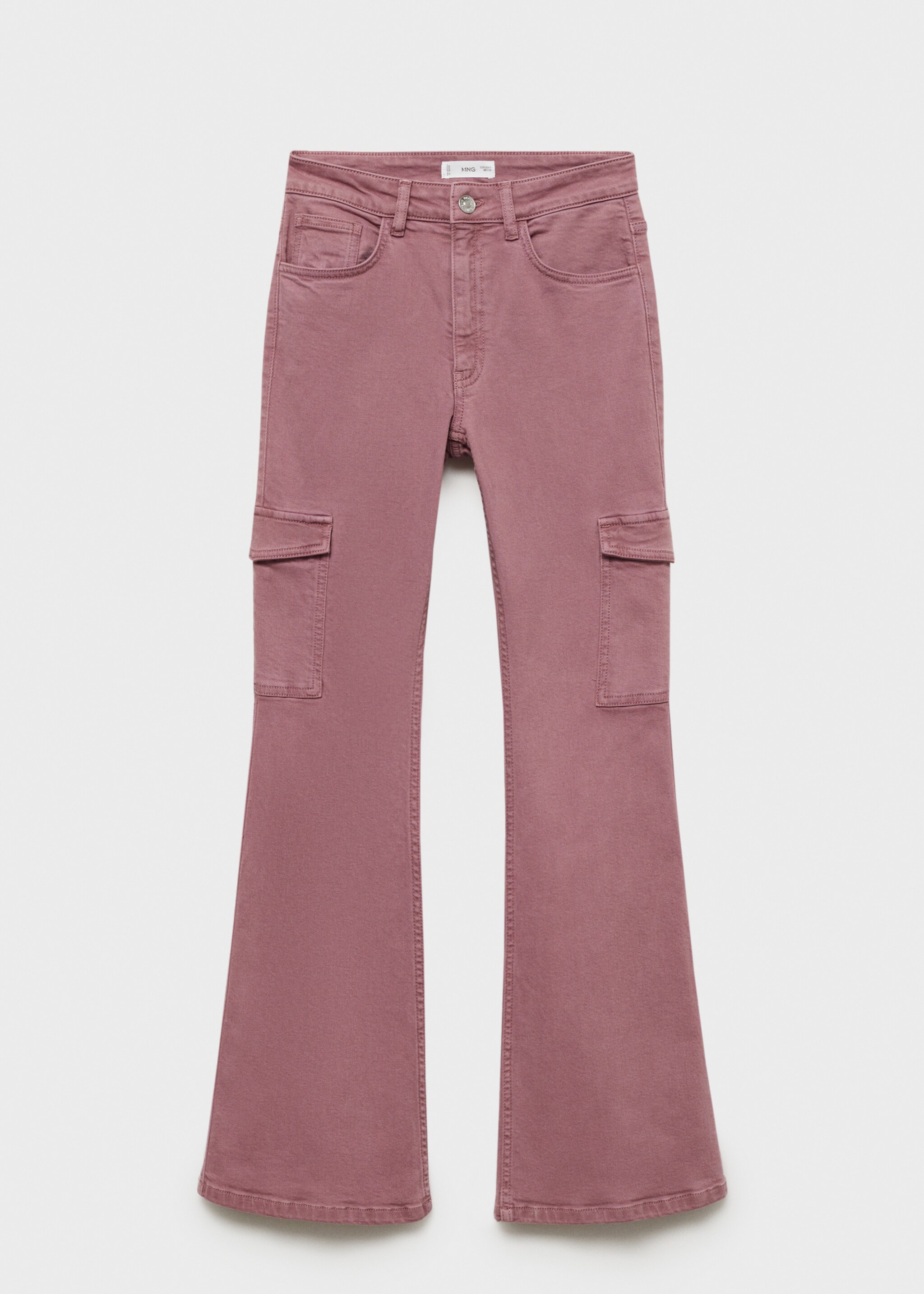 Flared cargo jeans - Article without model, Pastel Pink. Ref: 77042548-00.