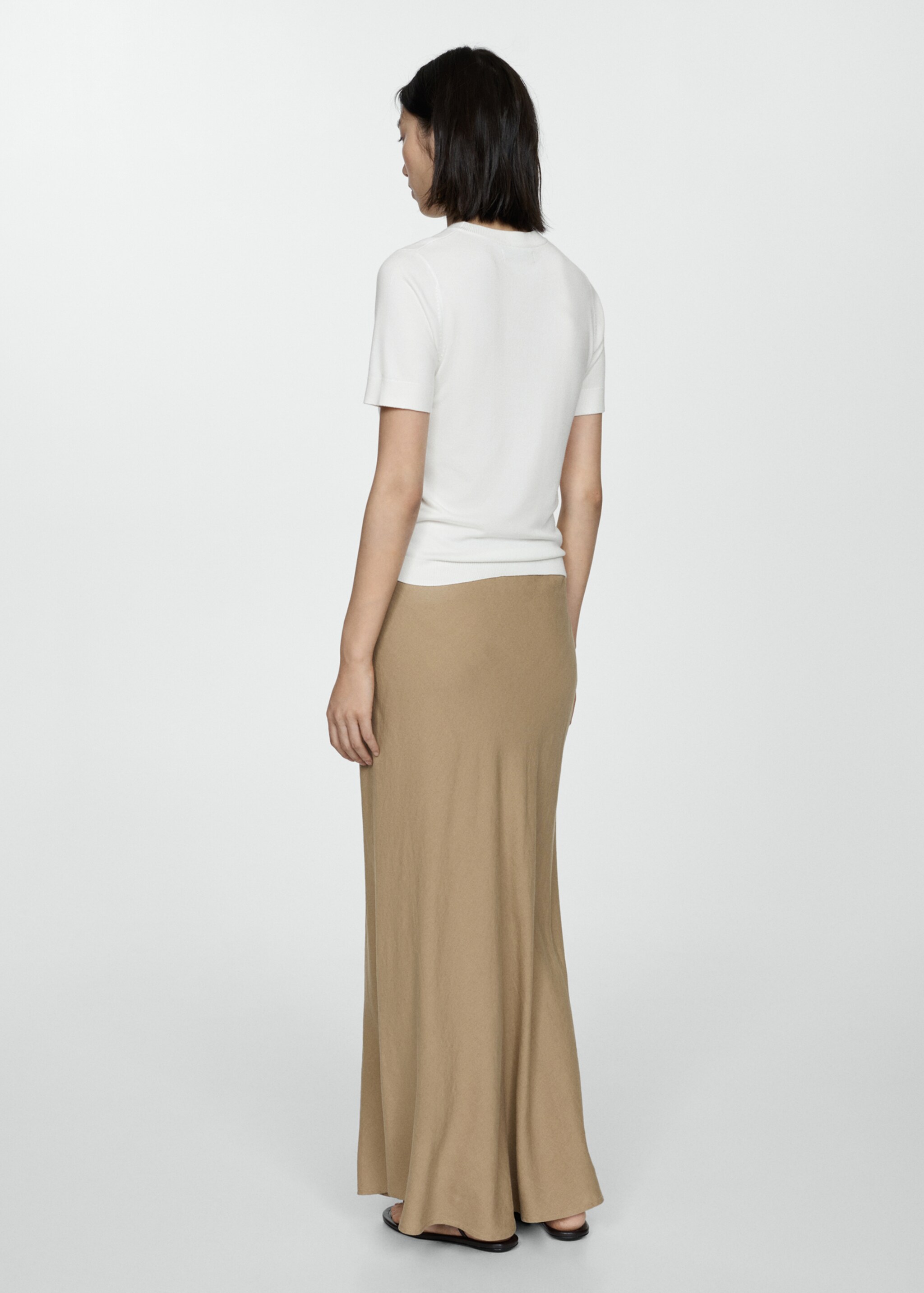 Short-sleeved fine-knit sweater - Reverse of the article, Ecru. Ref: 77042919-00.