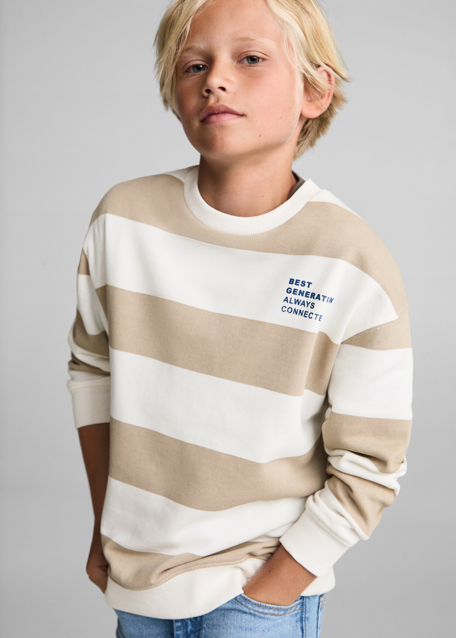 Striped cotton-blend sweatshirt - Medium plane