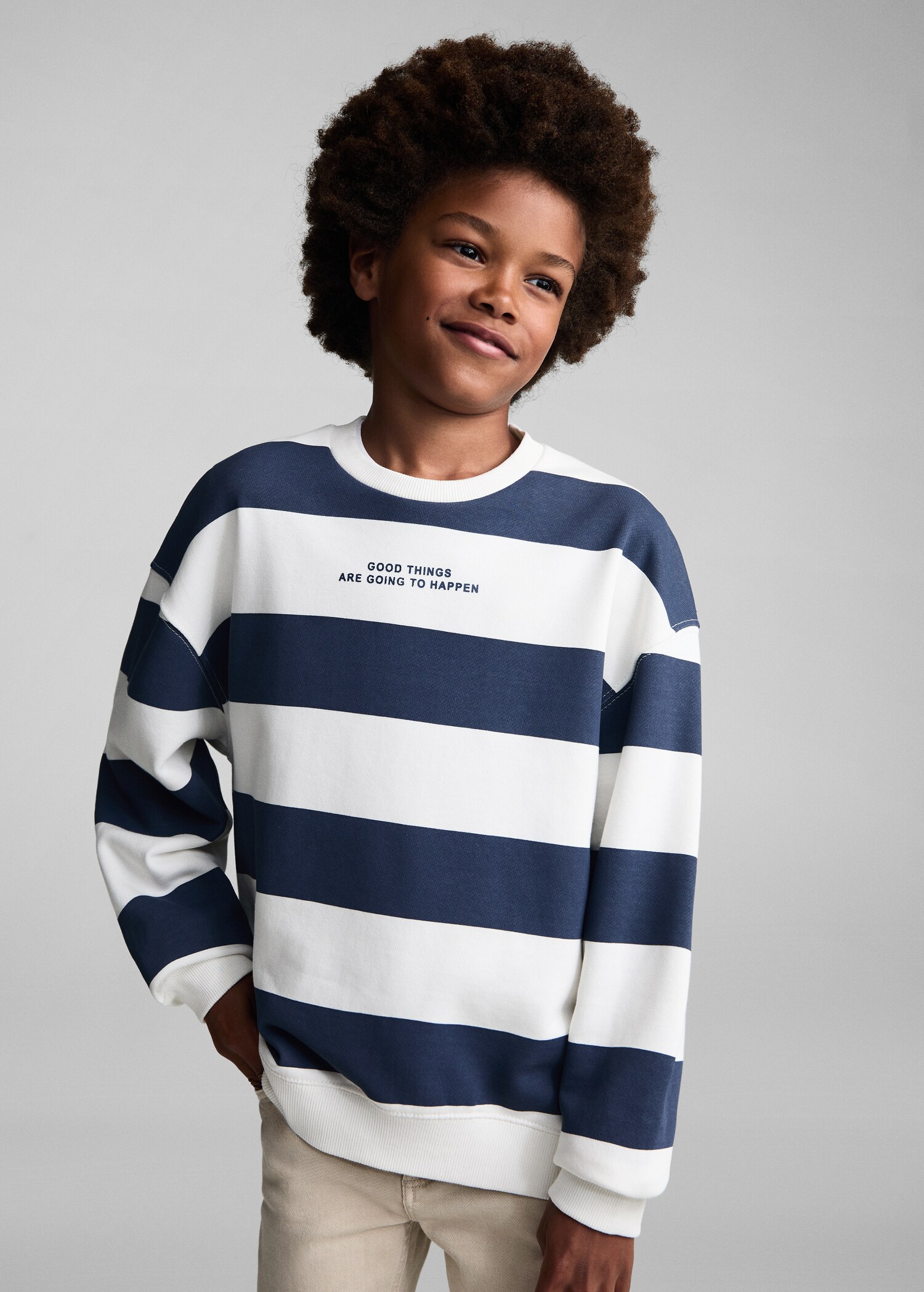 Sudadera algodón rayas - Plano medio