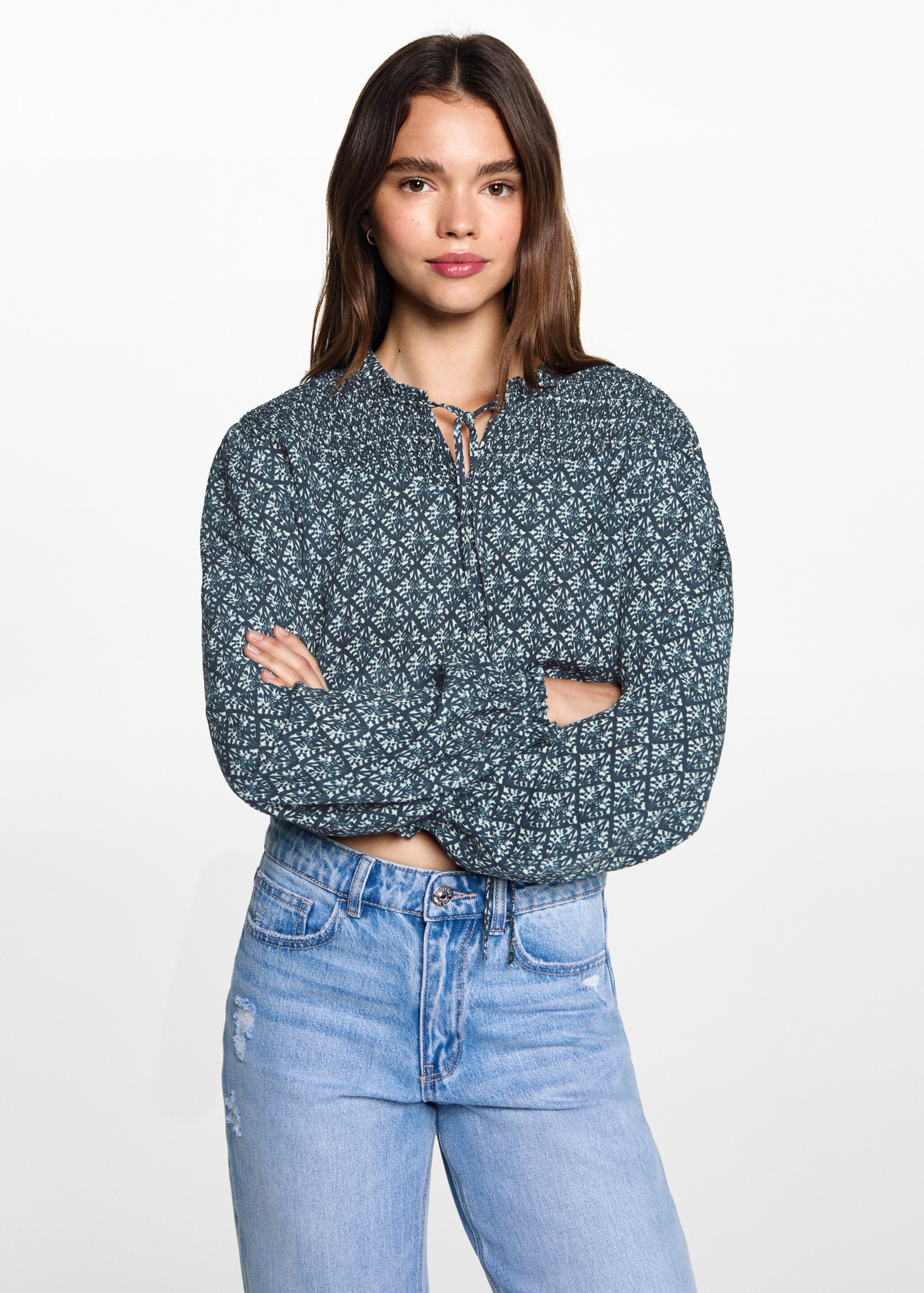 Gemusterte Bluse - Mittlere Ansicht