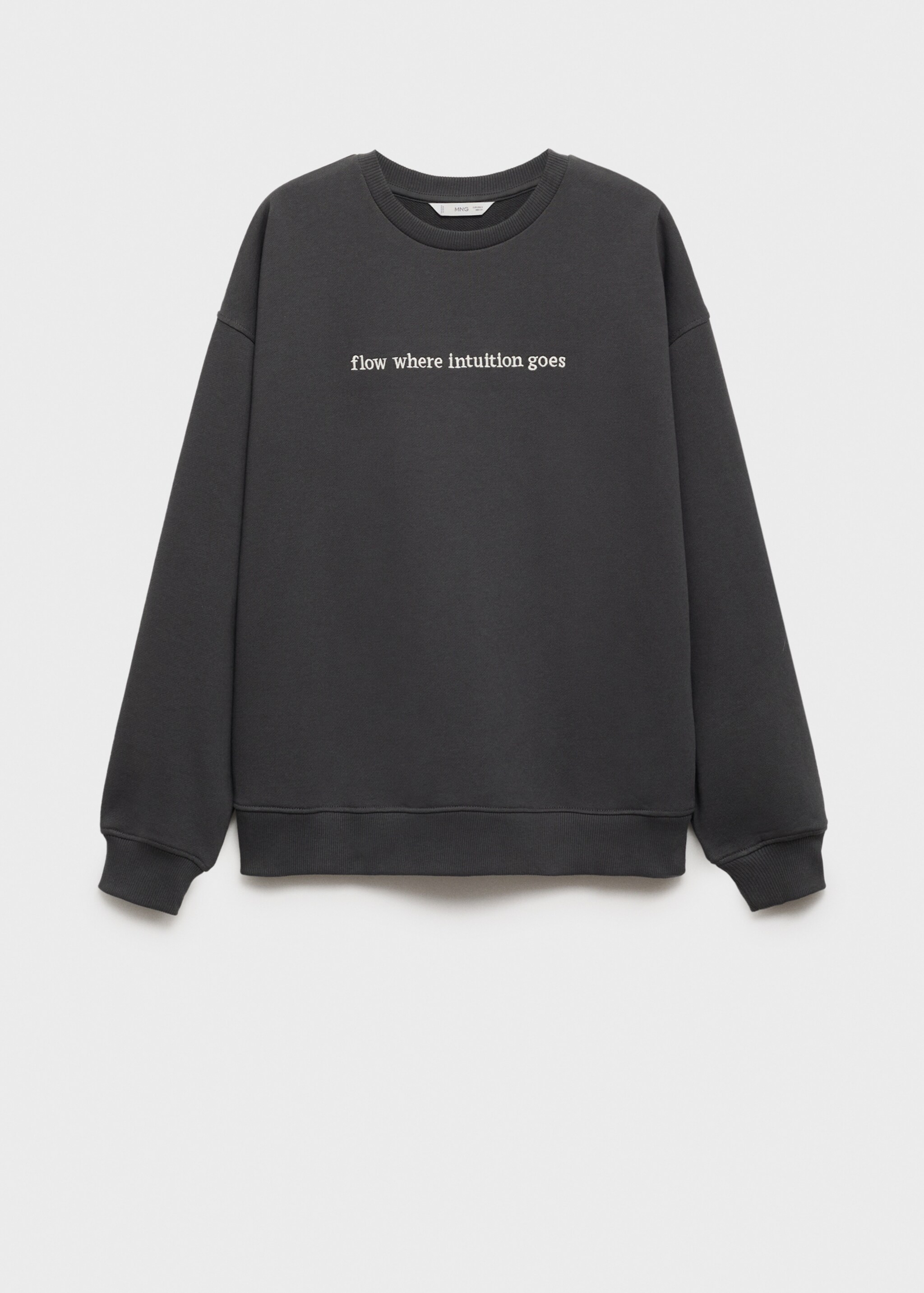 Embroidered detail cotton sweatshirt - Article without model, Charcoal. Ref: 77042935-00.