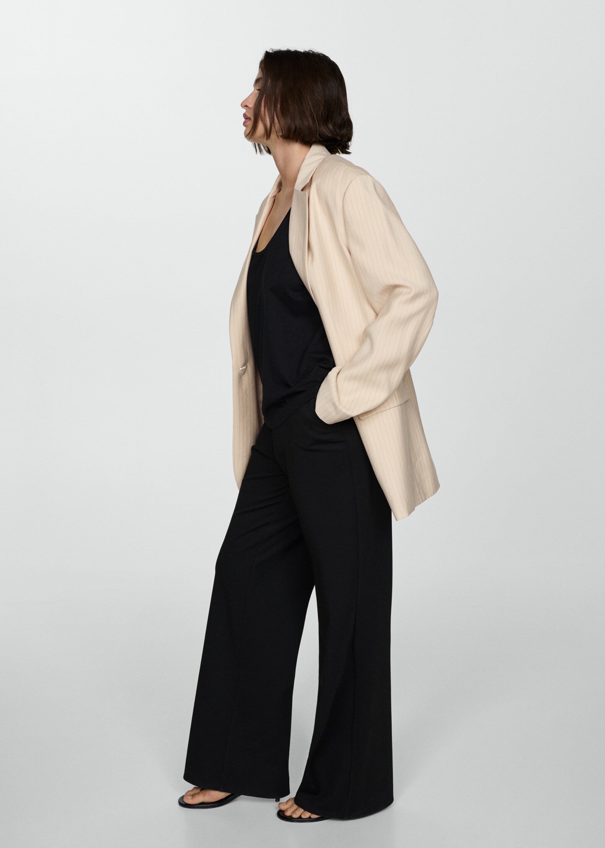 Pinstripe suit jacket - Details of the article 3, Beige. Ref: 77043265-00.