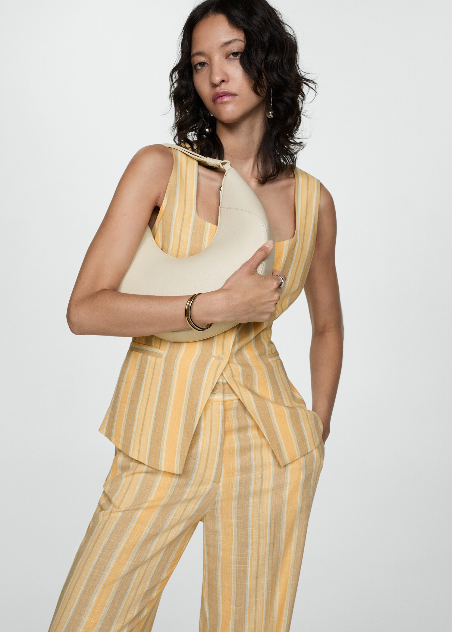 Striped waistcoat with buttons - Medium plane