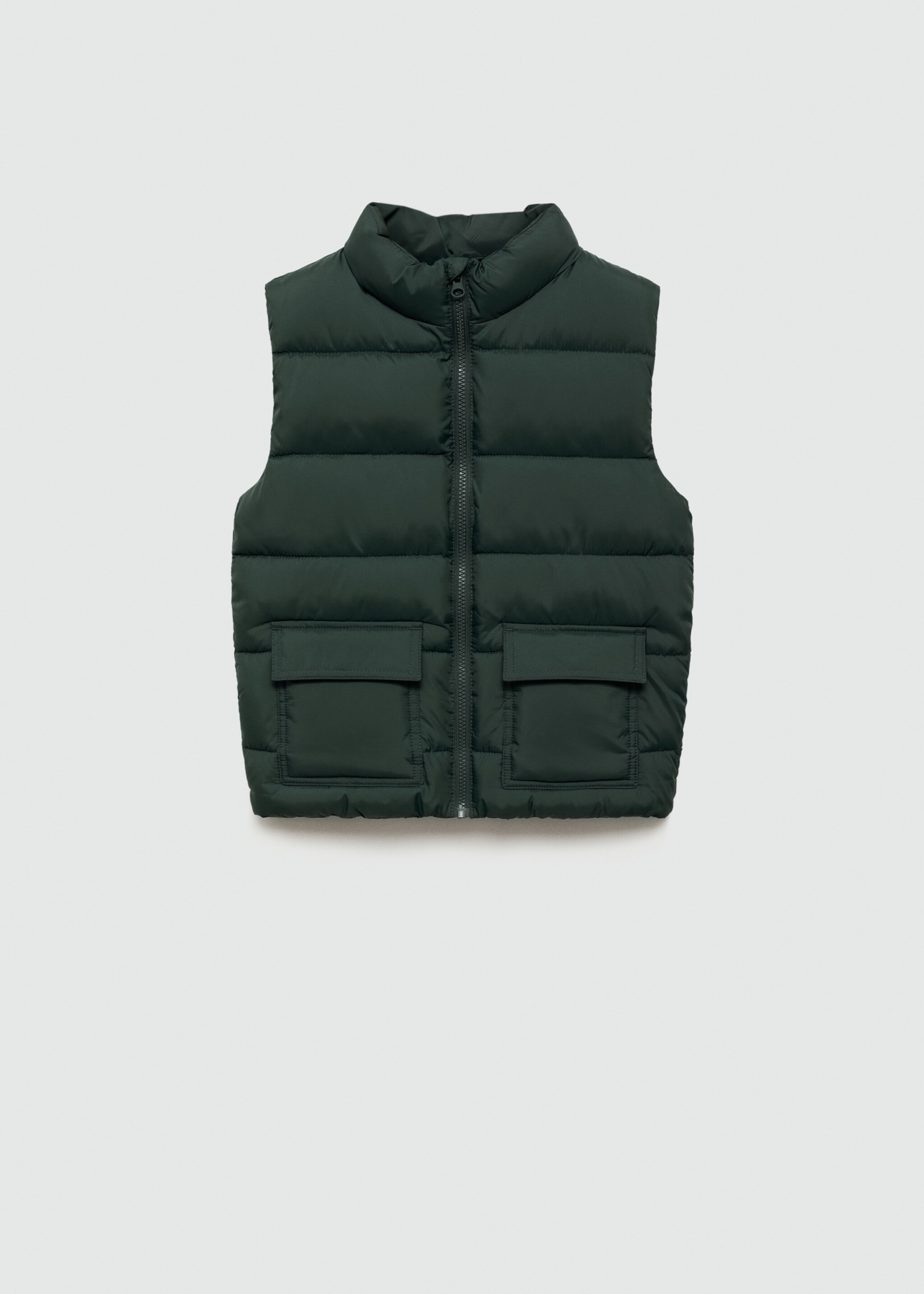 Quilted gilet - Article without model, Dark Green. Ref: 77043267-00.