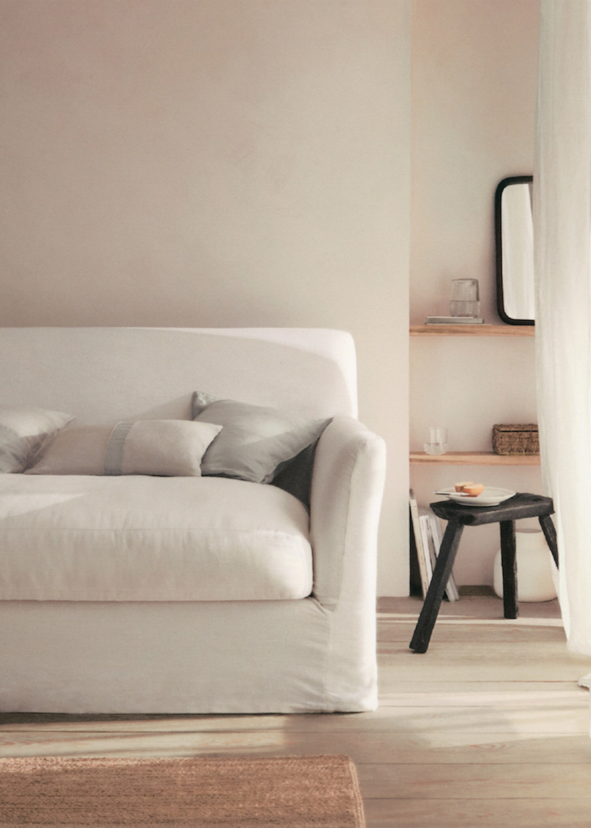 100% linen striped cushion cover 30x50cm - Details of the article 6, Aqua Green. Ref: 77043276-00.