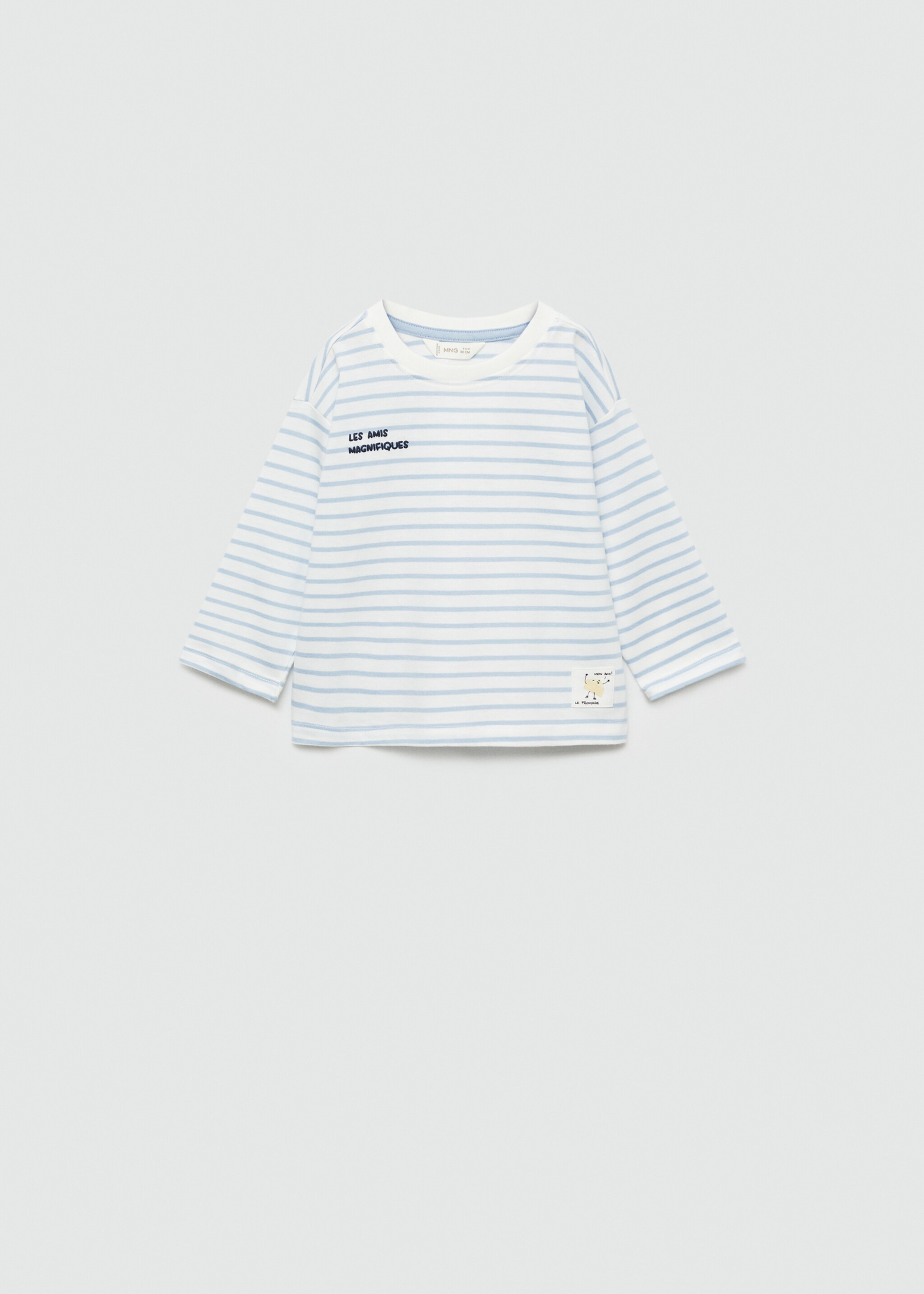 Printed long sleeve t-shirt - Article without model, Sky Blue. Ref: 77043279-00.