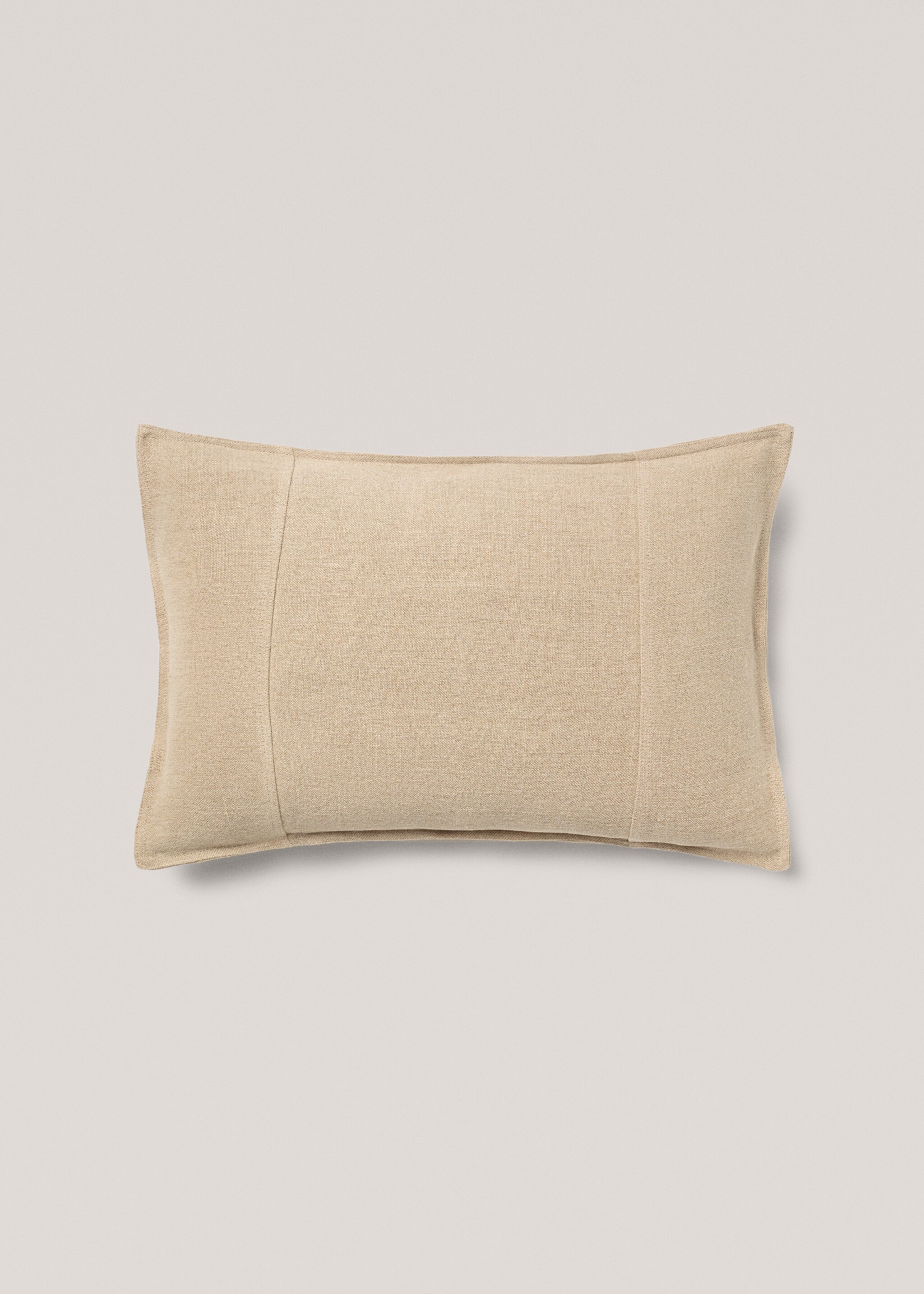Linen stitched cushion cover 40x60cm - Article without model, Beige. Ref: 77043285-00.