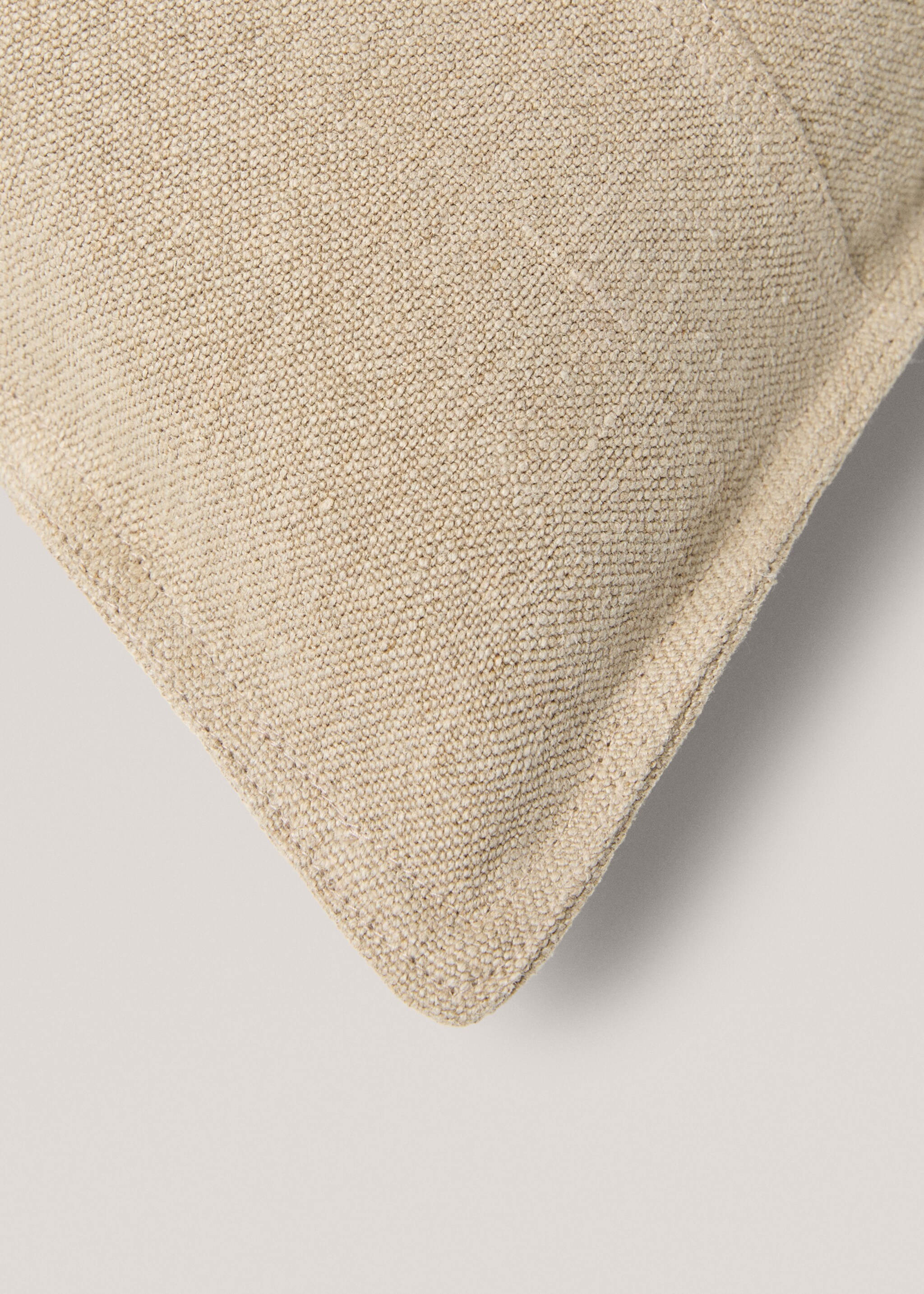 Linen stitched cushion cover 40x60cm - Details of the article 4, Beige. Ref: 77043285-00.