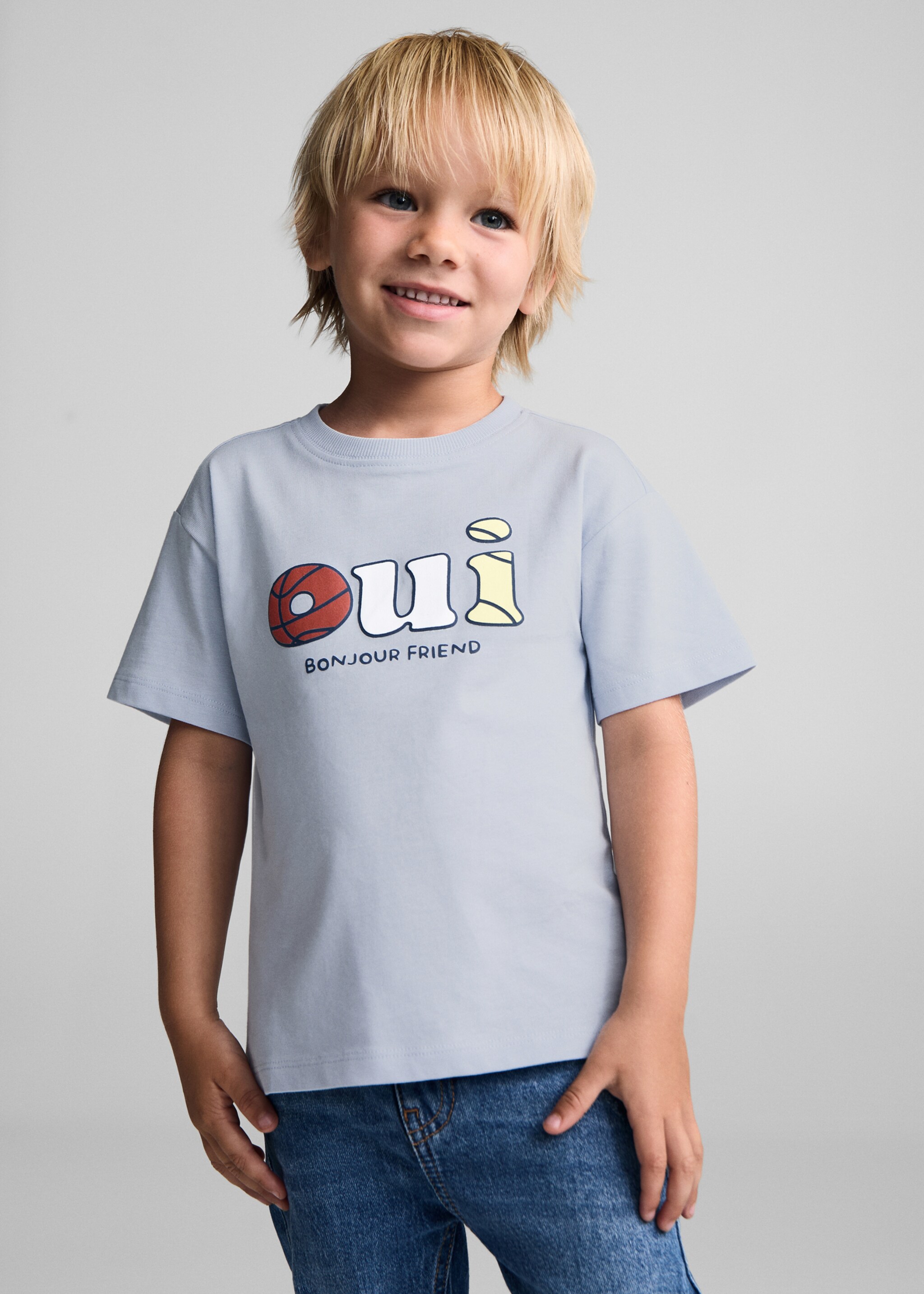 Bedrucktes Baumwoll-T-Shirt - Mittlere Ansicht
