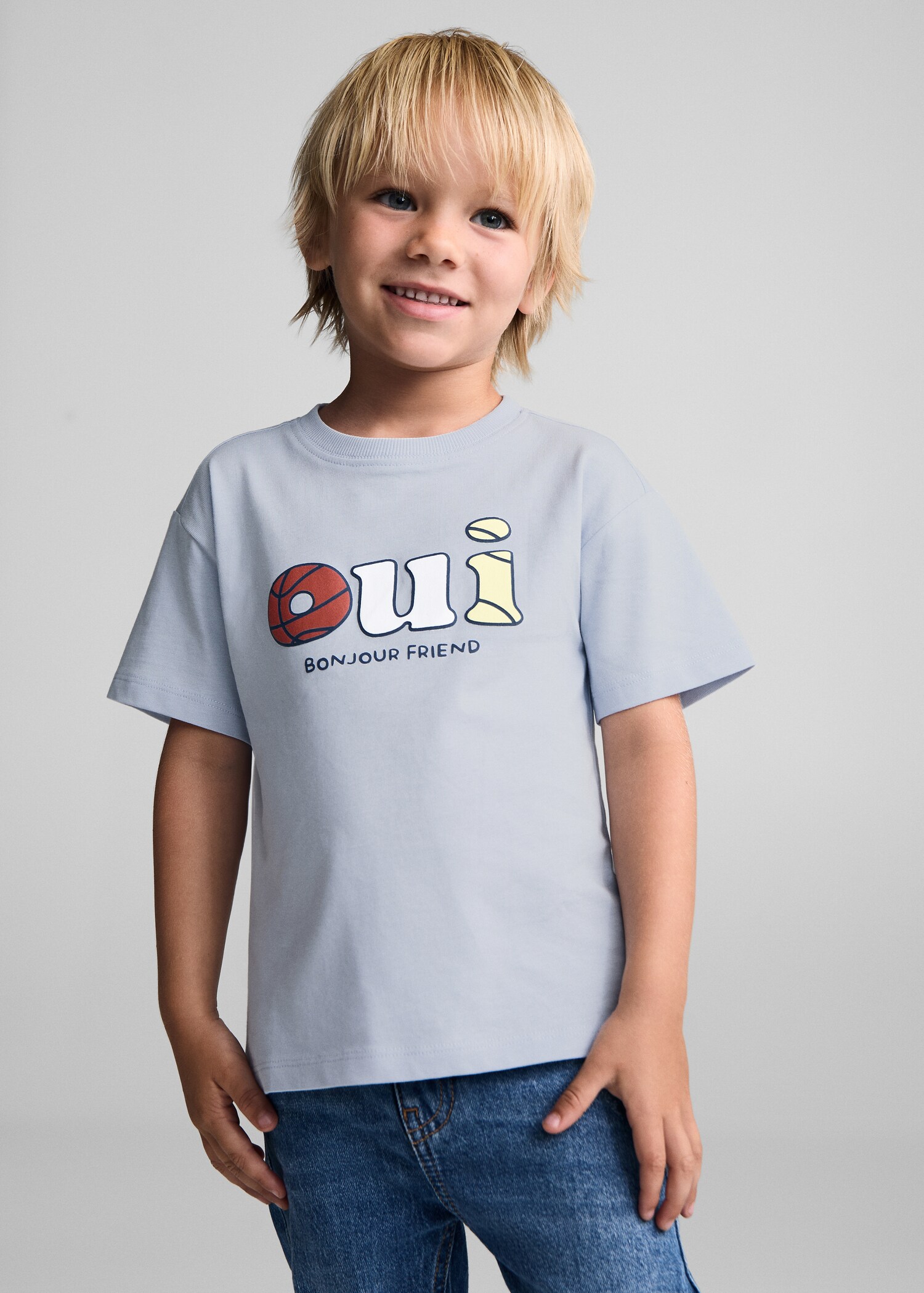 Bedrucktes Baumwoll-T-Shirt - Mittlere Ansicht