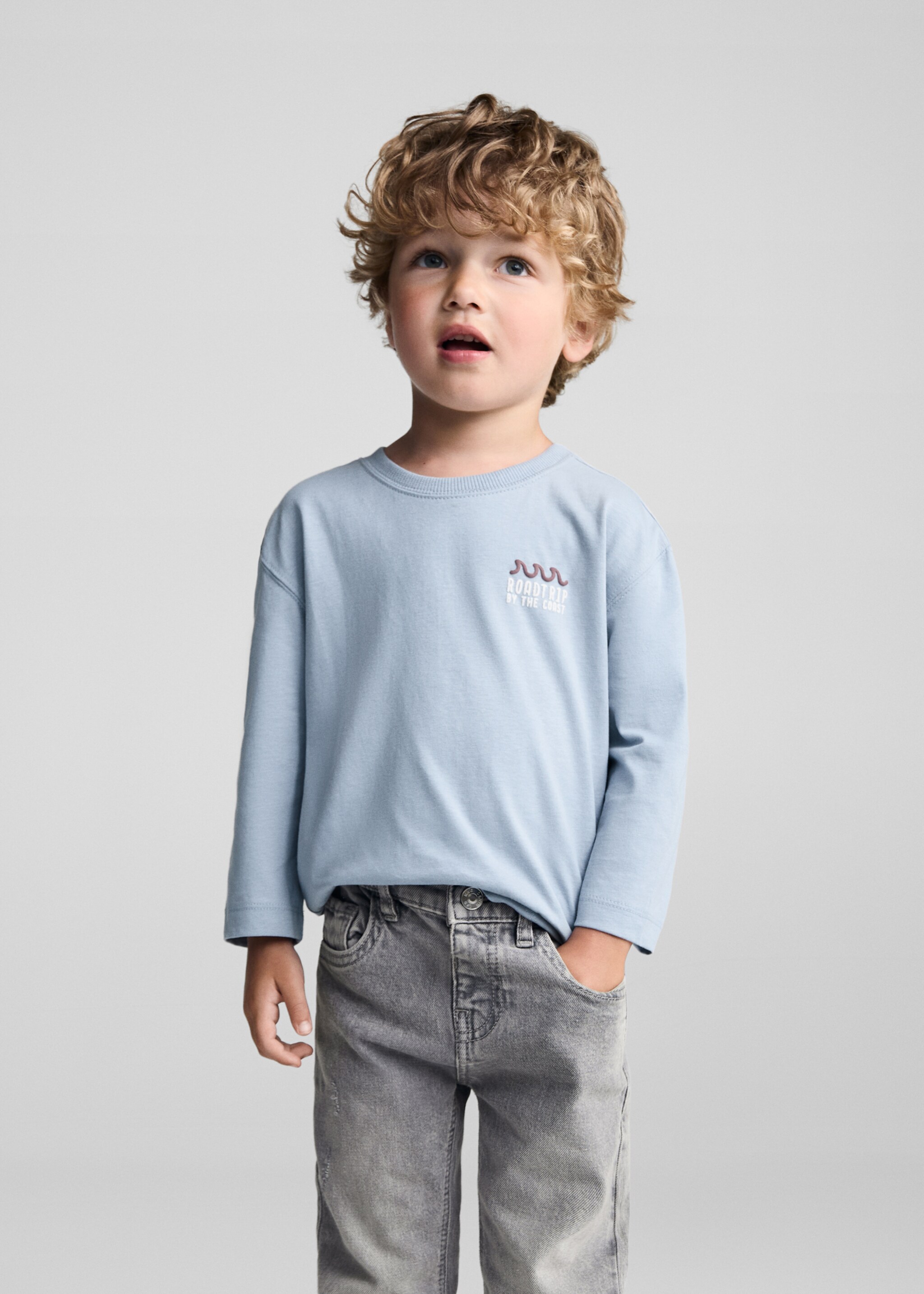 Jeans mit Tunnelzug - Mittlere Ansicht, Denim Grau. Ref: 77043666-00.