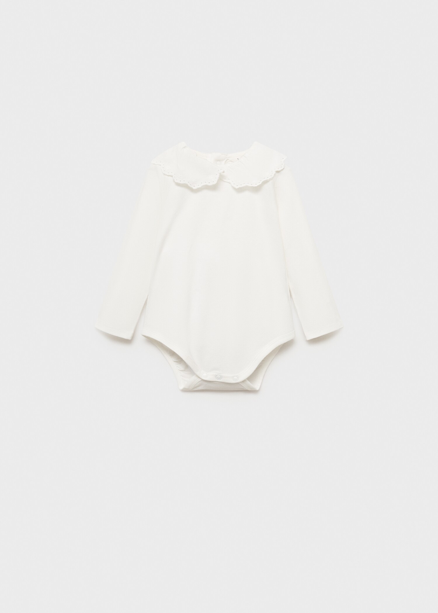 Cotton bodysuit with embroidered collar - Article without model