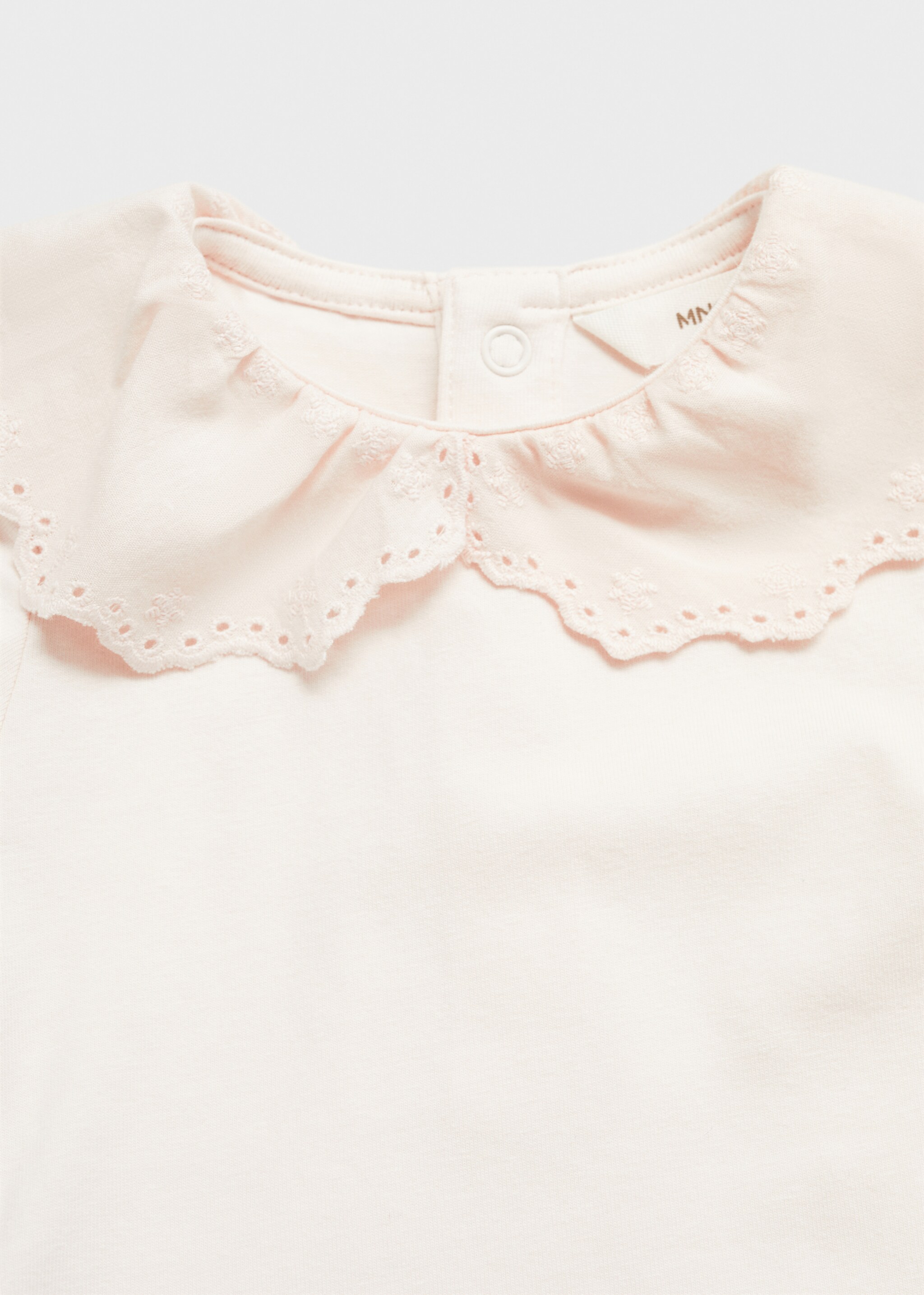 Cotton bodysuit with embroidered collar - Details of the article 0