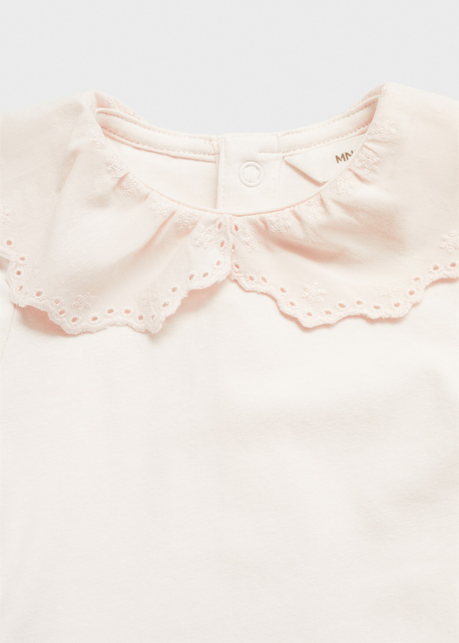 Cotton bodysuit with embroidered collar - Details of the article 0