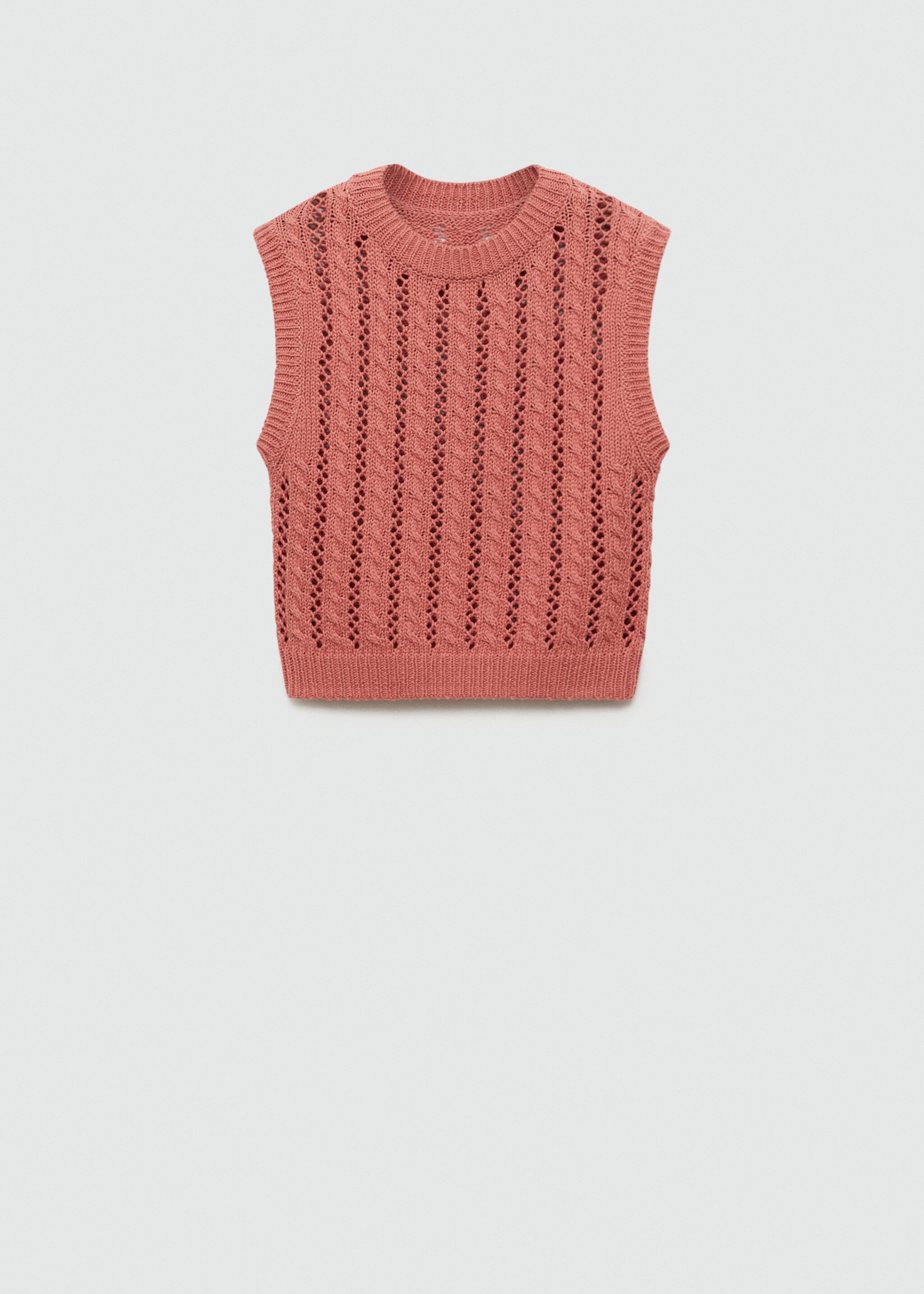 Knitted gilet with openwork details - Article without model, Pale Pink. Ref: 77044016-00.