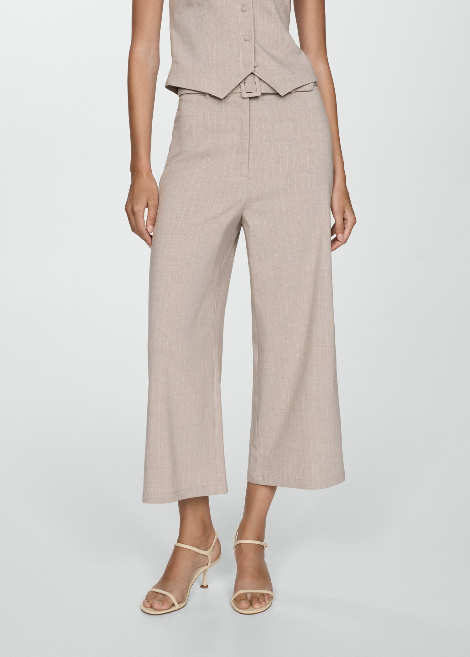 Chalk-stripe straight trousers - Medium plane