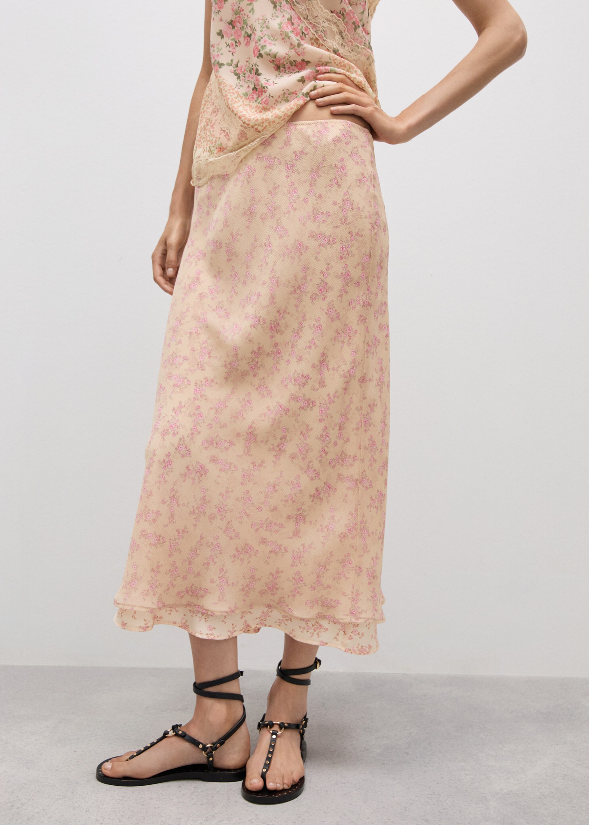 Floral-print long skirt - Medium plane