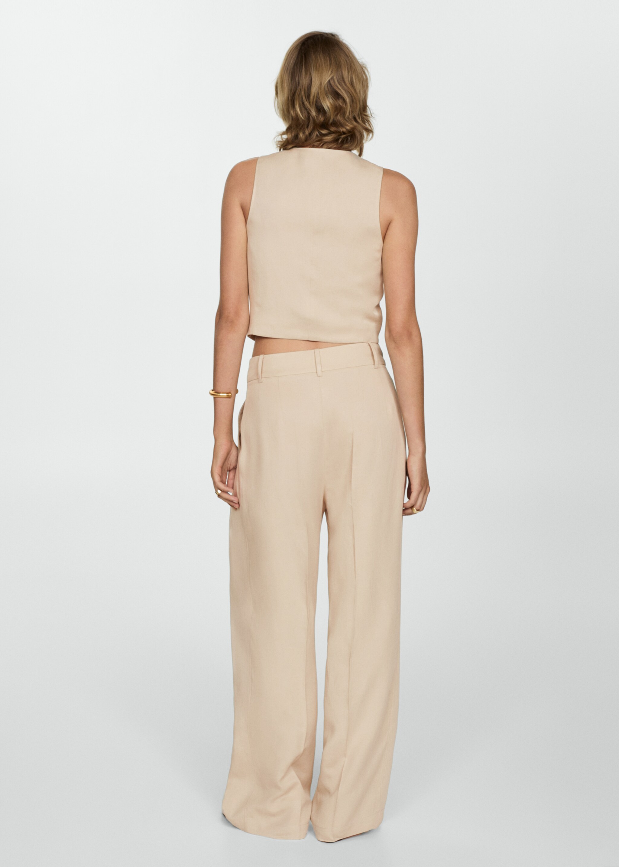 Wideleg lyocell trousers - Reverse of the article, Beige. Ref: 77044025-00.