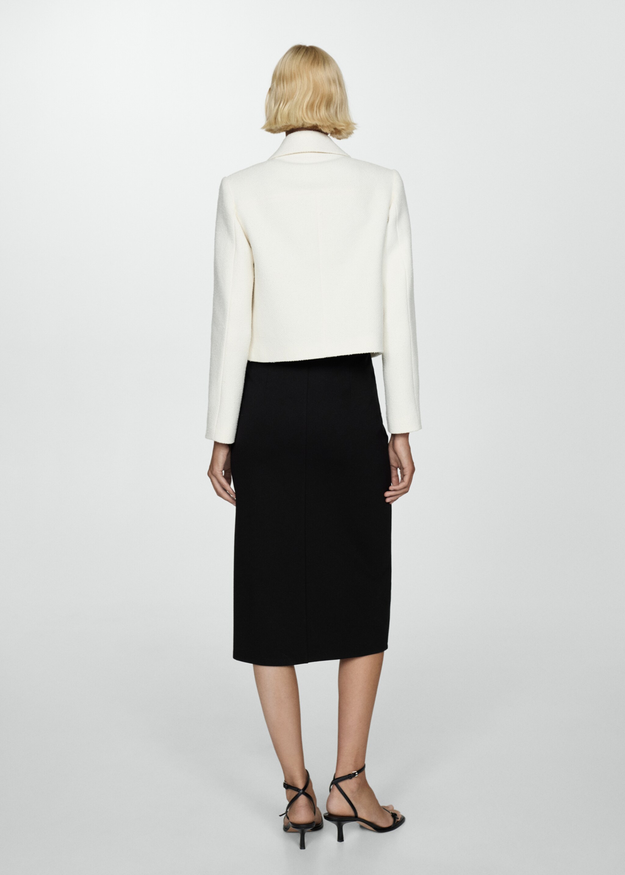 Pencil skirt with Rome-knit opening - Reverse of the article, Black. Ref: 77044029-00.