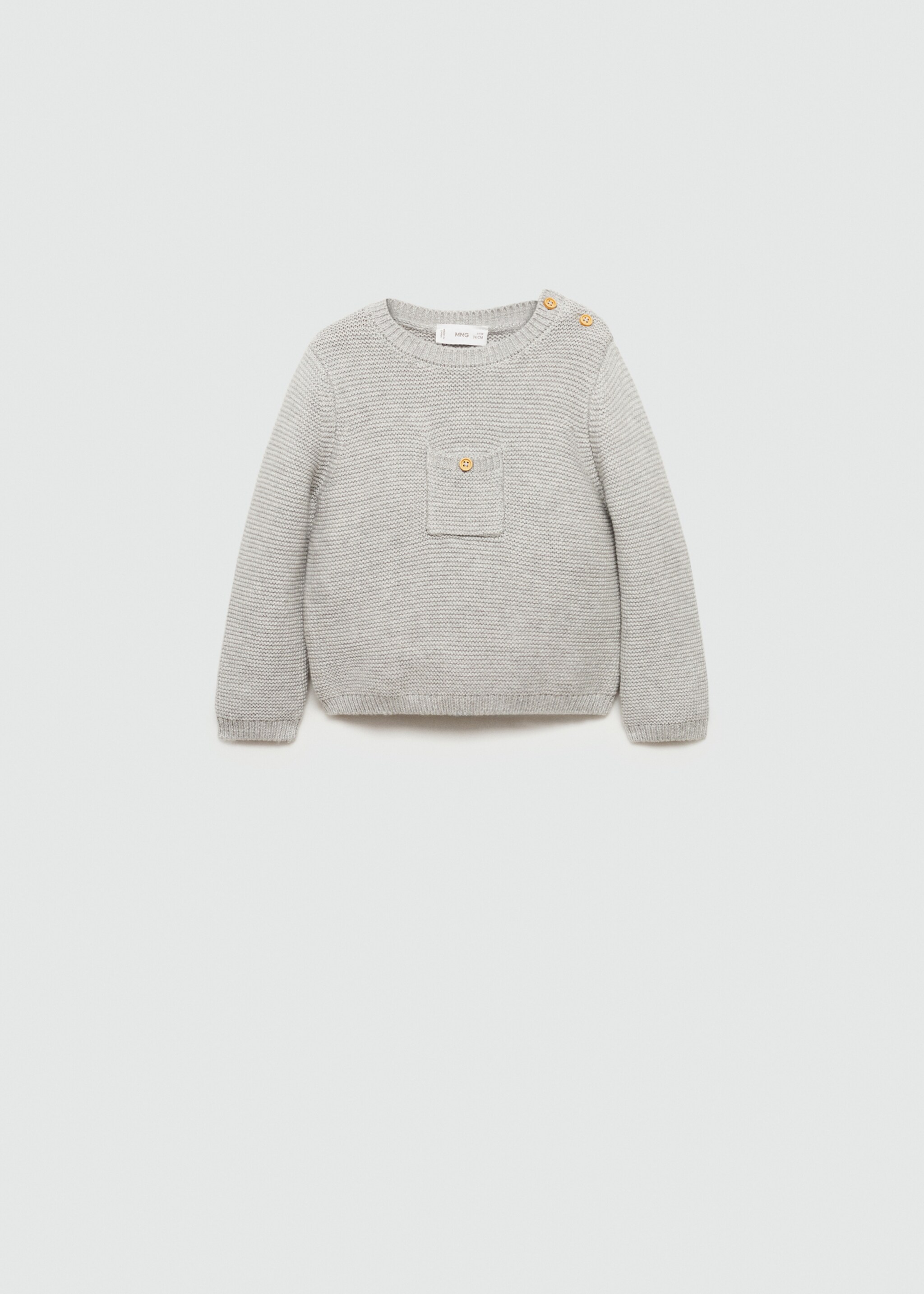 Knit pocket sweater - Article without model, Medium Heather Grey. Ref: 77044054-00.