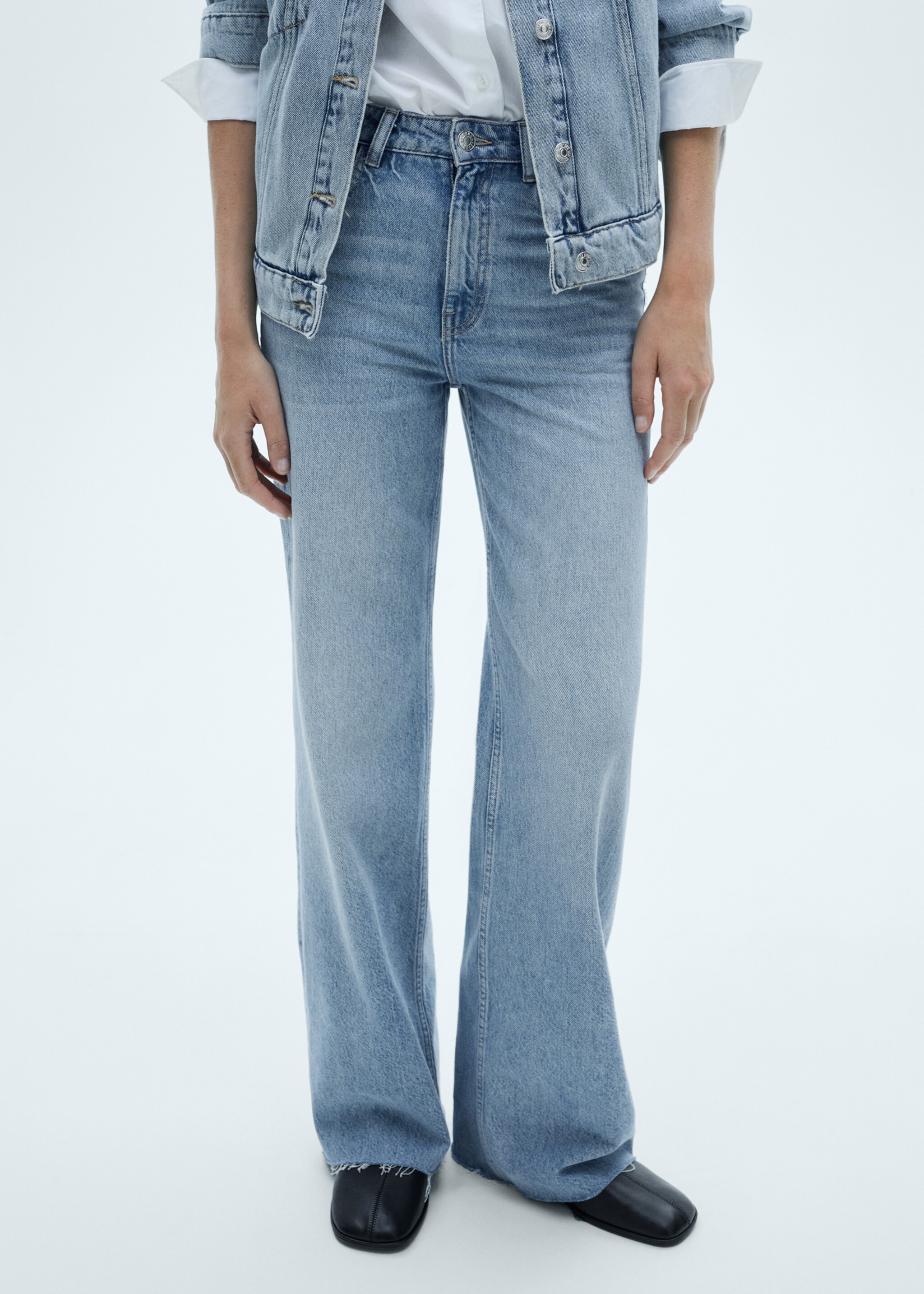 Danila wide leg high-rise jeans - Details of the article 1, Medium Blue. Ref: 77044056-00.