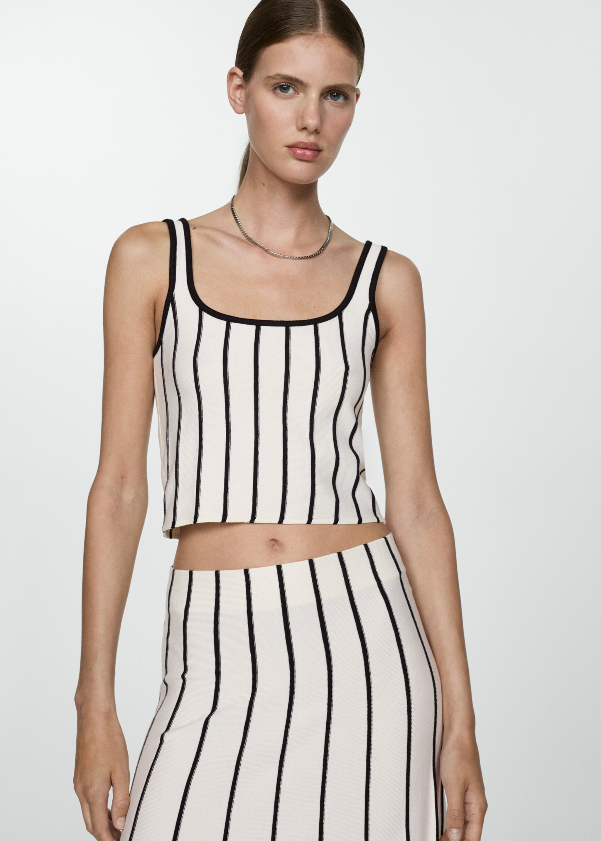 Striped knitted crop top - Medium plane