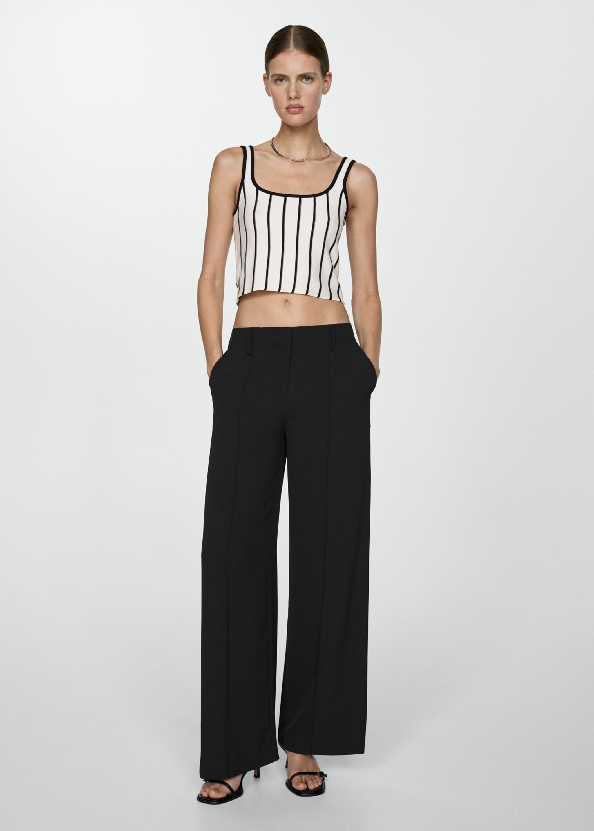 Striped knitted crop top - Details of the article 1