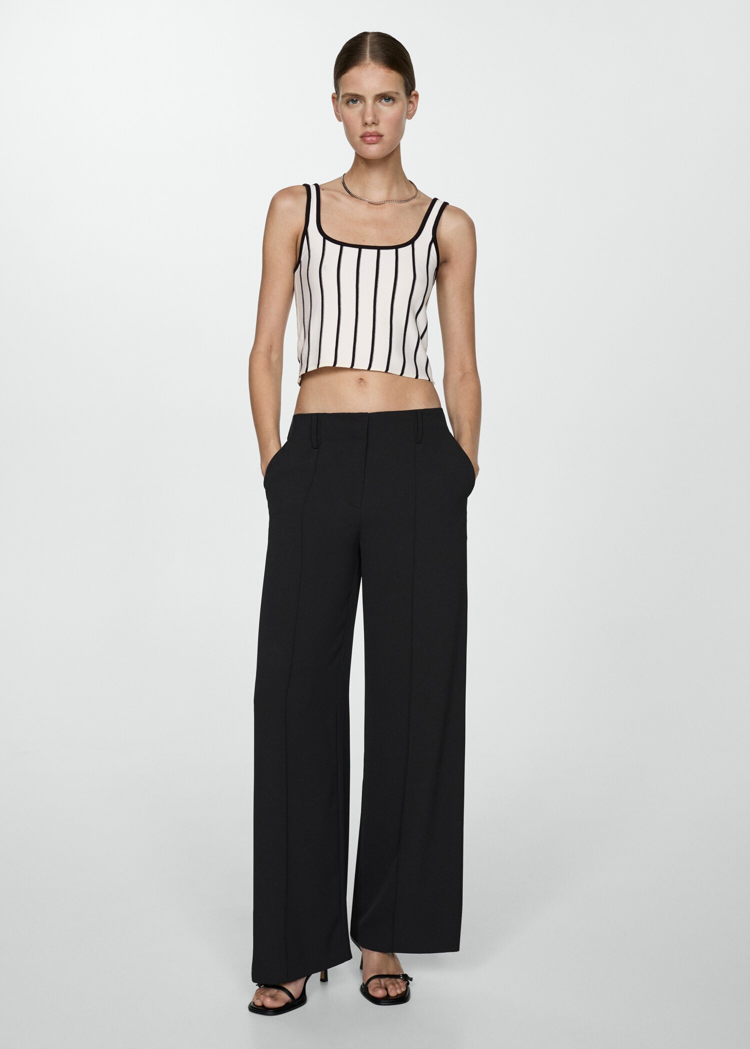 Striped knitted crop top - Details of the article 1