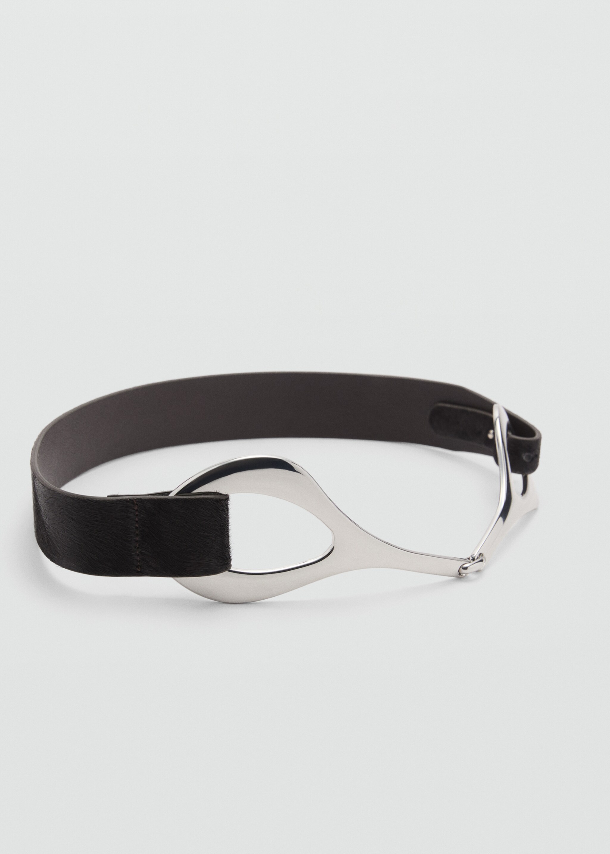 Metal fastening leather belt - Medium plane